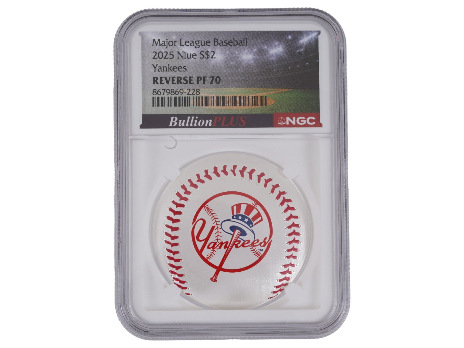 NY YANKEES MLB REVERSE PF 70 SILVER COIN GRADED BY NGC (1 of 3)