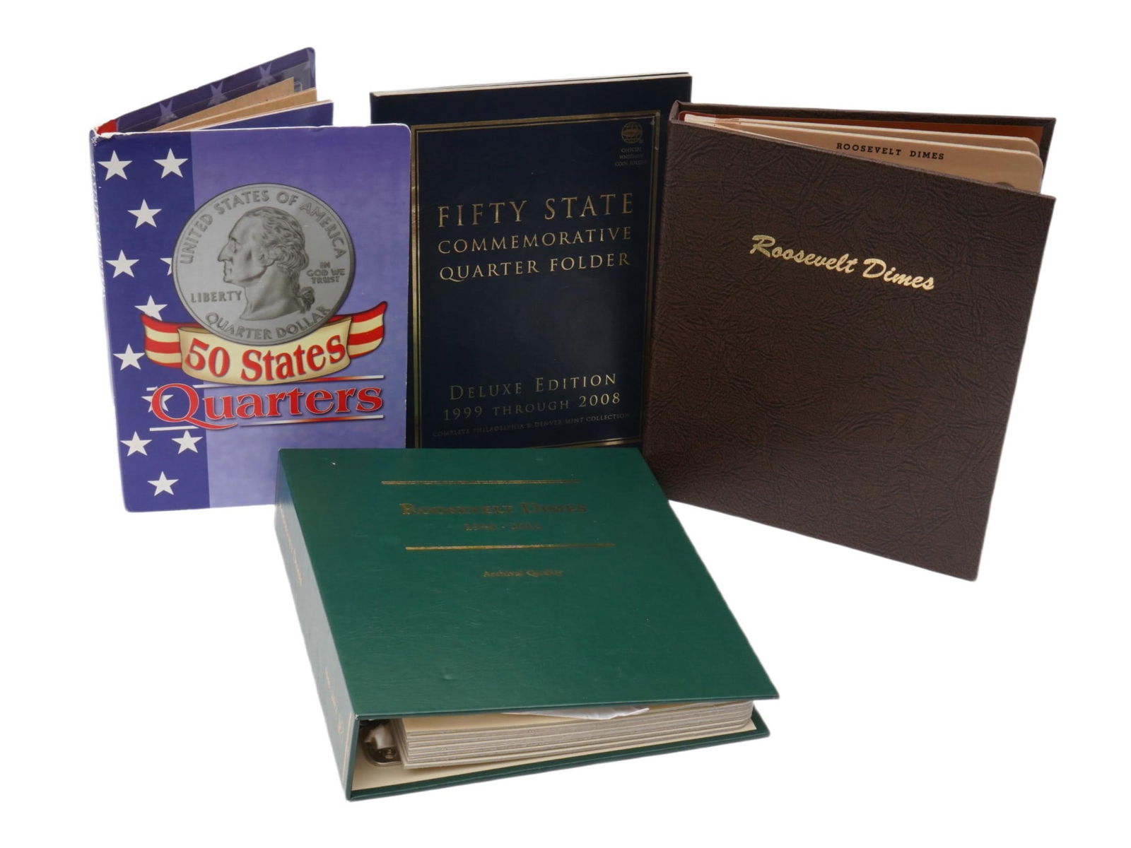 US 50 STATES QUARTERS AND ROOSEVELT DIMES COIN ALBUMS (1 of 3)