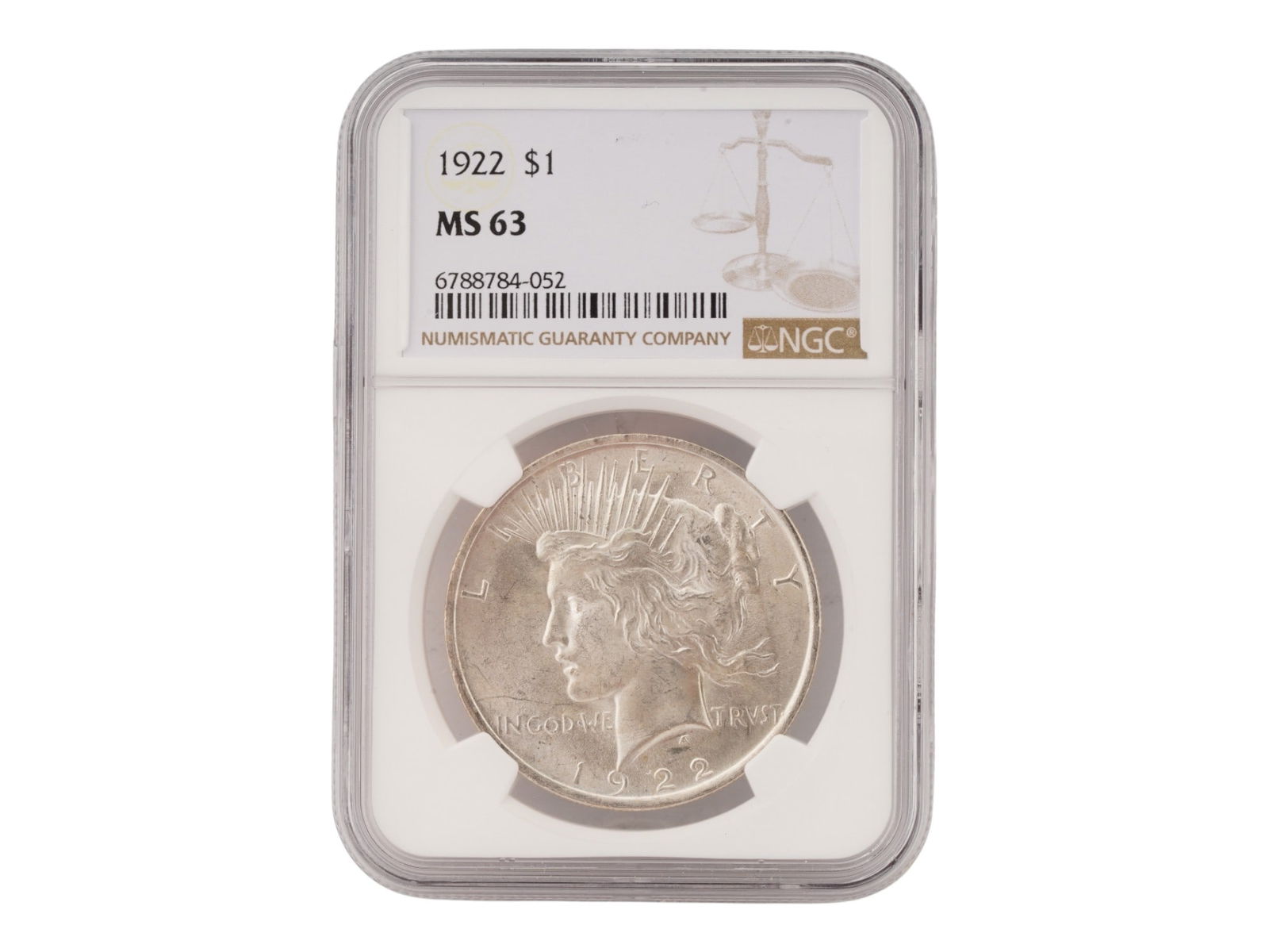 GRADED MS63 1922 AMERICAN PEACE DOLLAR SILVER COIN (1 of 6)