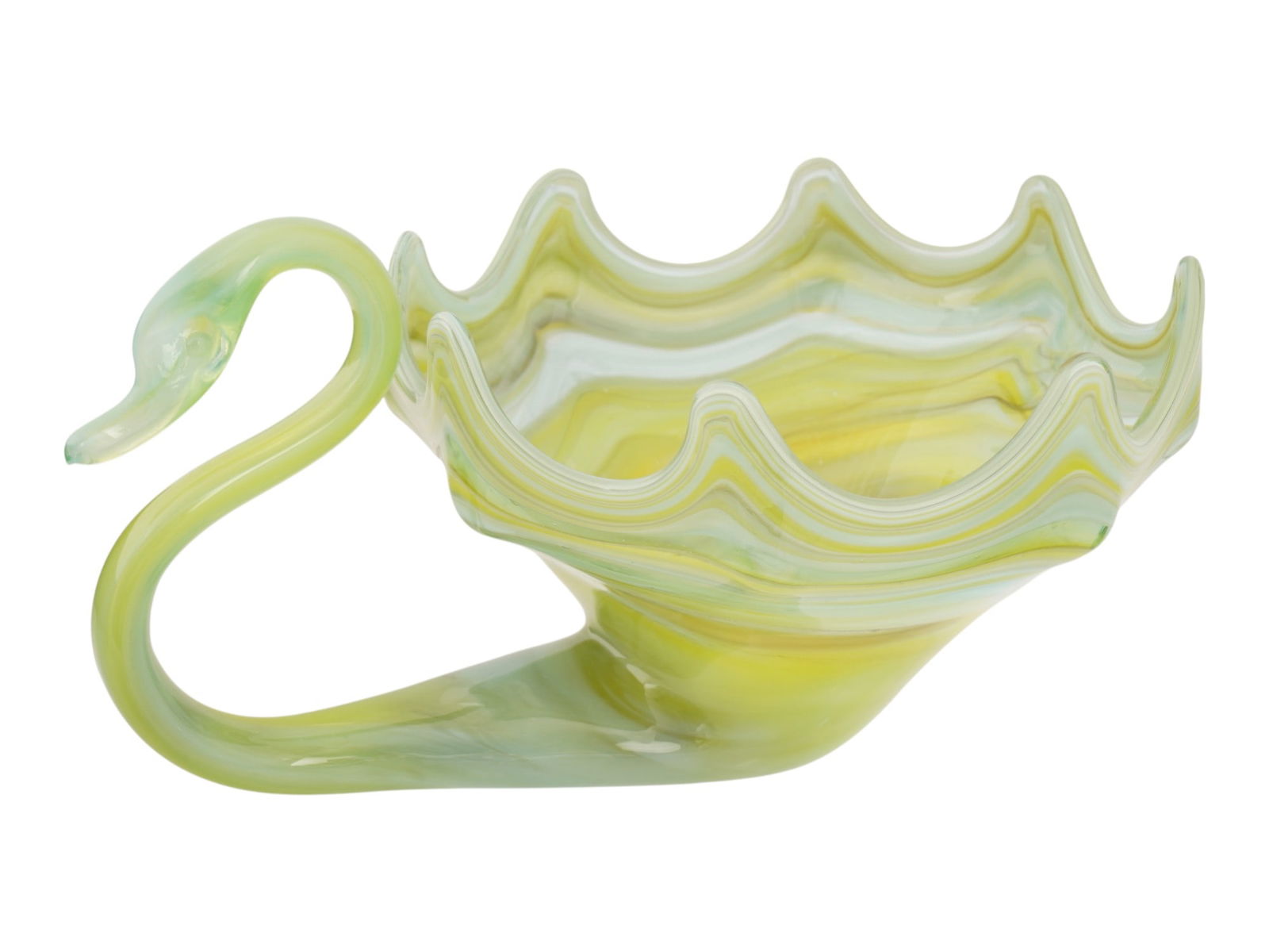 VINTAGE HAND BLOWN ART GLASS SWAN BOWL (1 of 7)