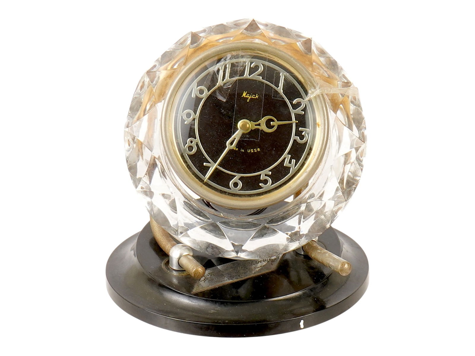 VINTAGE SOVIET MECHANICAL CRYSTAL TABLE CLOCK BY MAJAK (1 of 8)