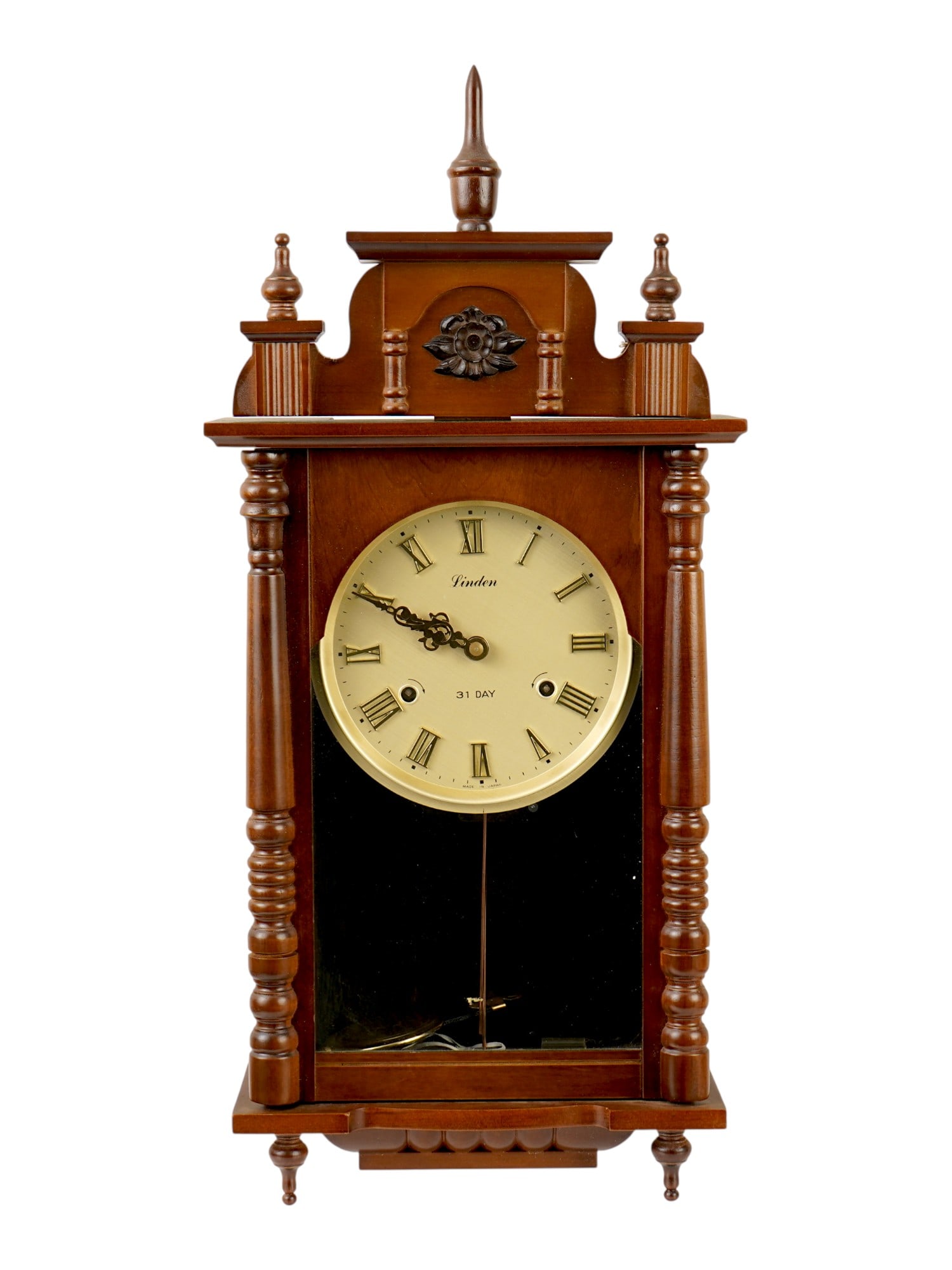 VINTAGE LINDEN 31 DAY WOOD WALL CLOCK MODEL NO 8052 (1 of 9)