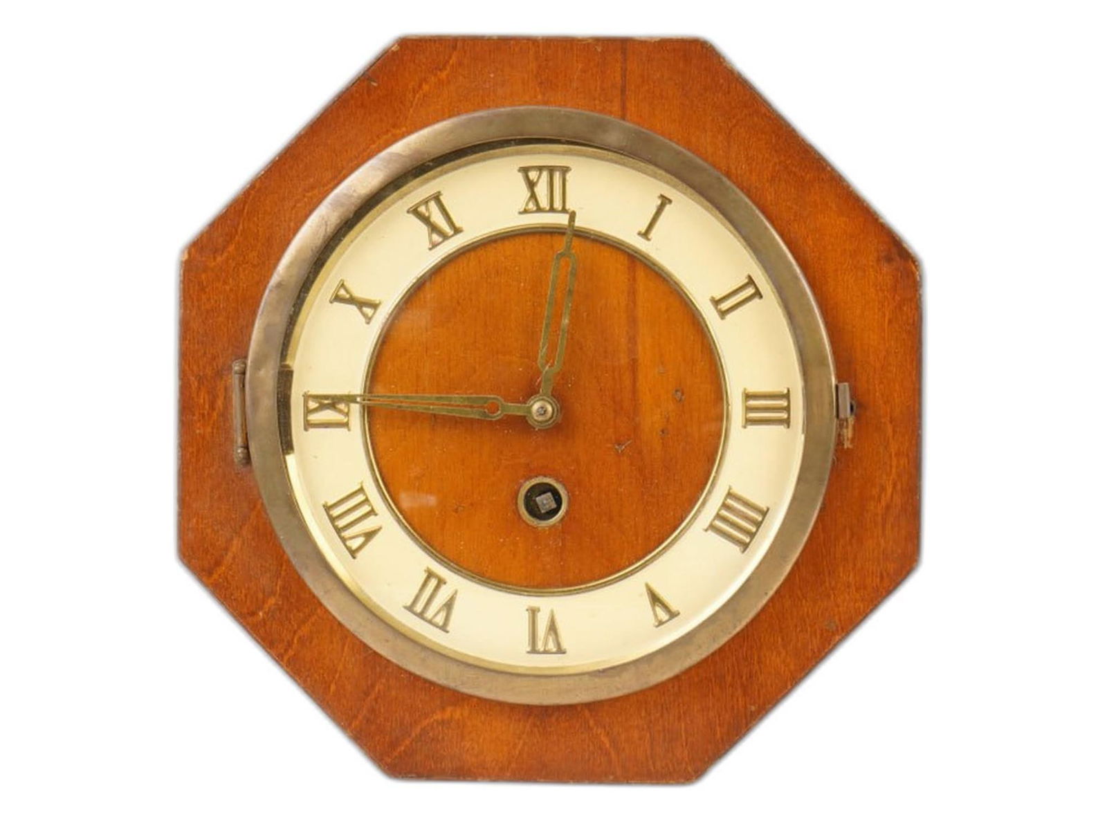 VINTAGE SOVIET VESNA MECHANICAL WALL CLOCK: A vintage Soviet mechanical wall clock, commonly known as the Vesna clock. These clocks were produced by the Vladimir Factory and were a staple of mid-to-late 20th-century home decor across the USSR.