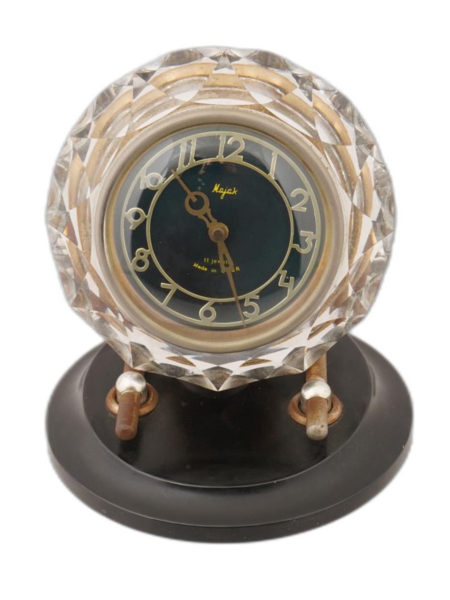 USSR MADE MAJAK FACETED CRYSTAL DESKTOP CLOCK (1 of 6)
