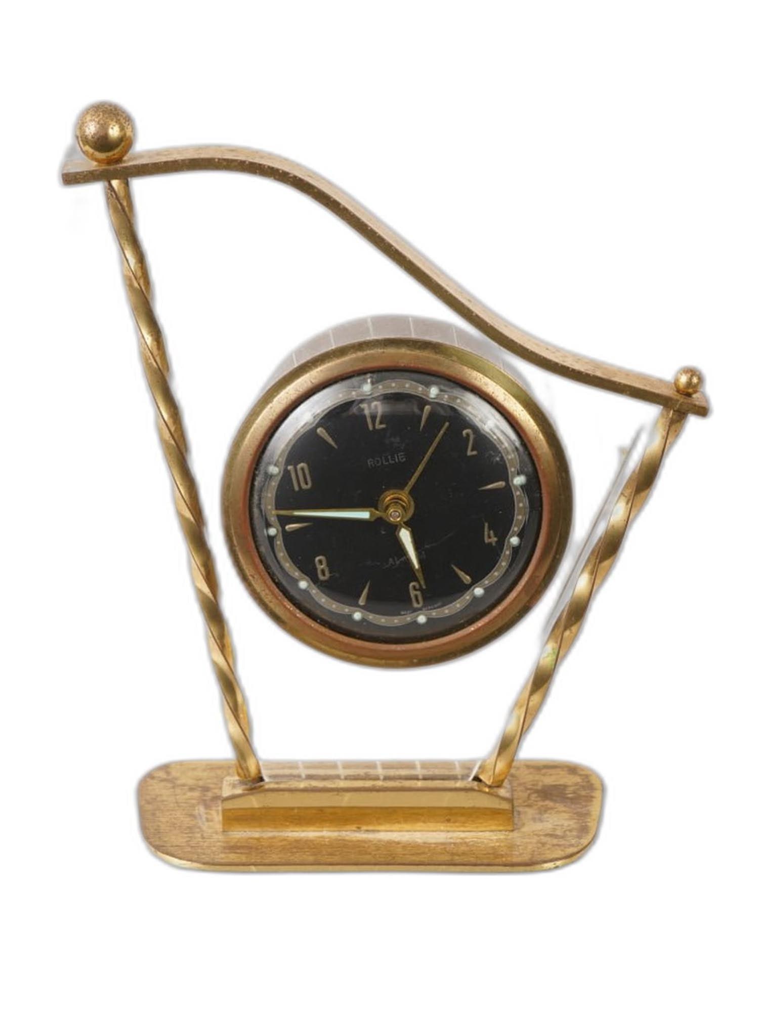 VINTAGE GERMAN ROLLIE MECHANICAL HARP ALARM CLOCK (1 of 9)