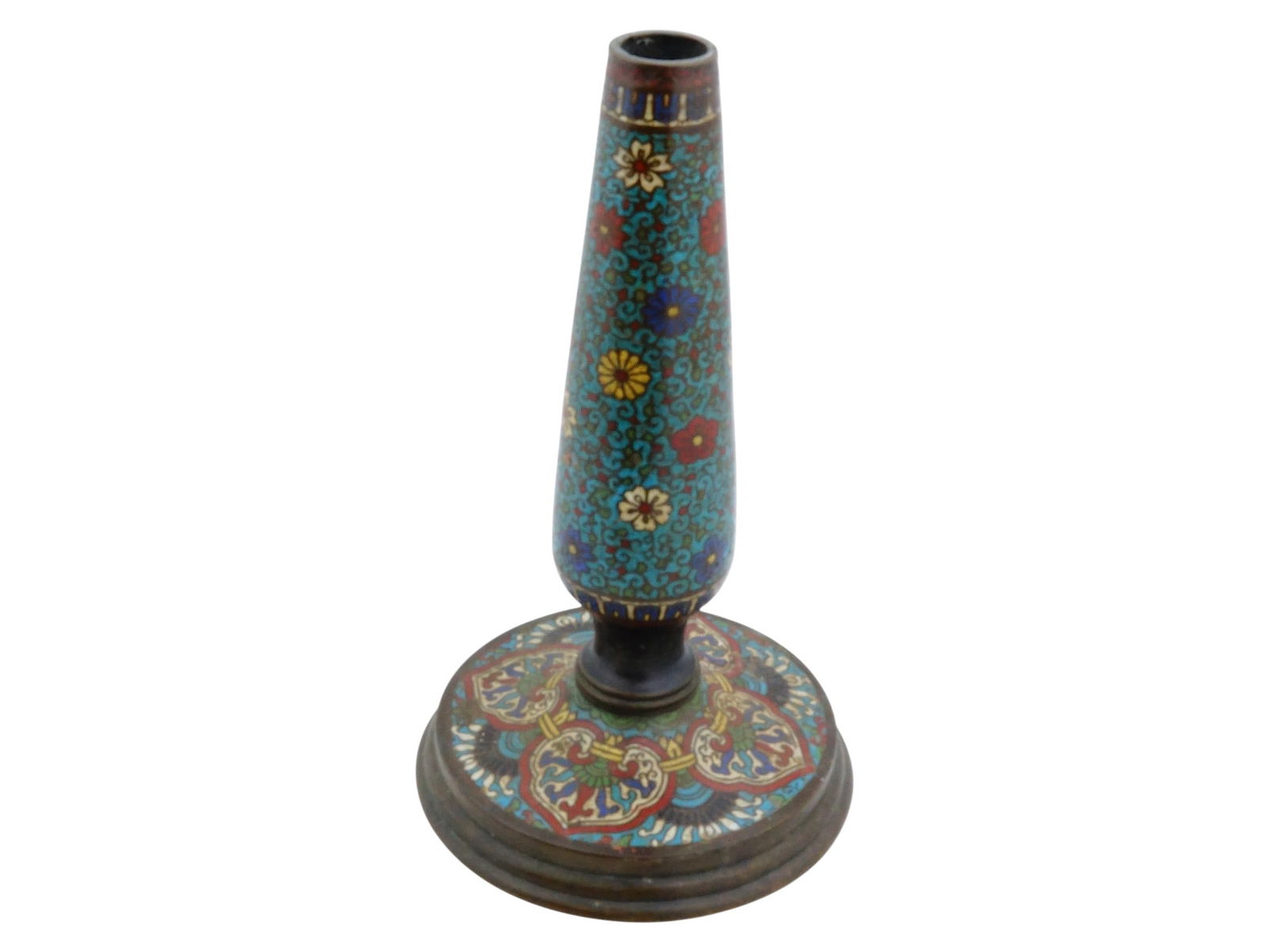 CHINESE CLOISONNE ENAMEL CANDLESTICK OR VASE (1 of 6)