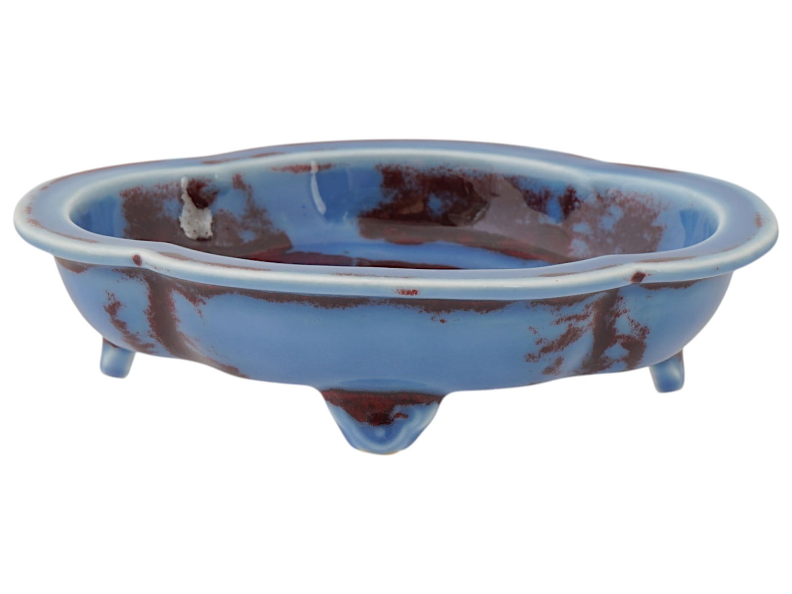 CHINESE GLAZED PORCELAIN FOOTED PORCELAIN BONSAI POT (1 of 5)