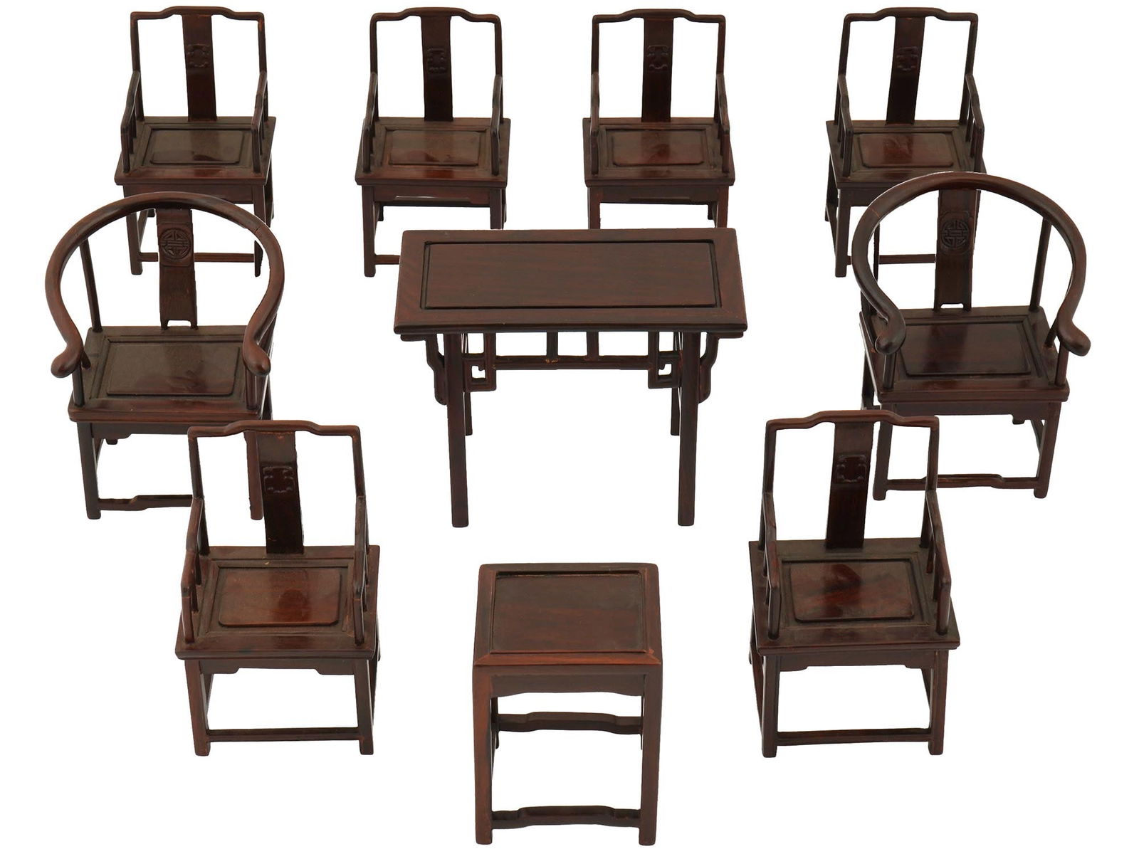 CHINESE WOODEN CHAIRS AND TABLE FOR DOLL HOUSE (1 of 6)