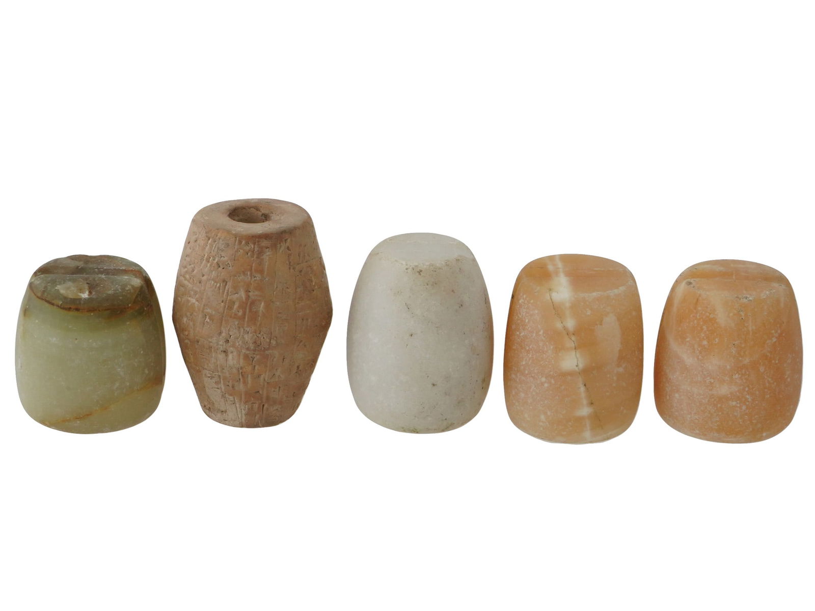 LOT OF BACTRIAN CARVED STONE CYLINDRICAL FORM IDOLS (1 of 5)