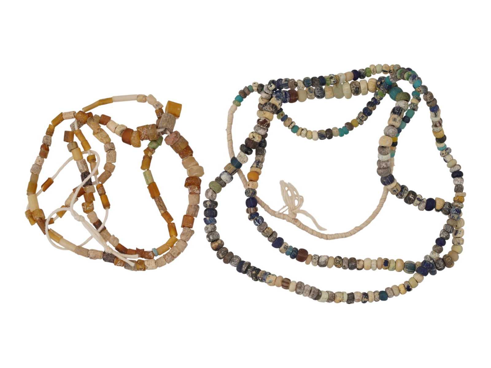 TWO ANCIENT ROMAN MULTICOLORED GLASS BEAD NECKLACES (1 of 5)
