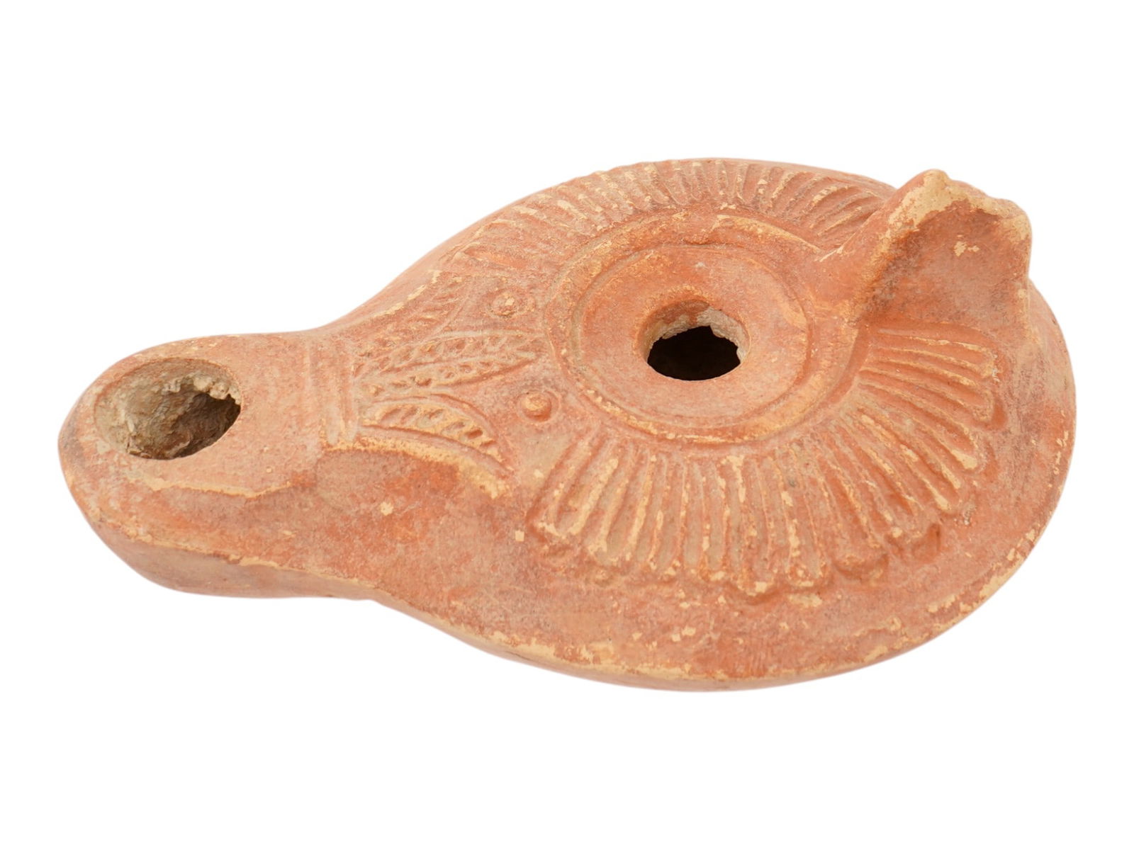 ANCIENT ROMAN TERRACOTTA OIL LAMP 300 TO 100 BC (1 of 7)