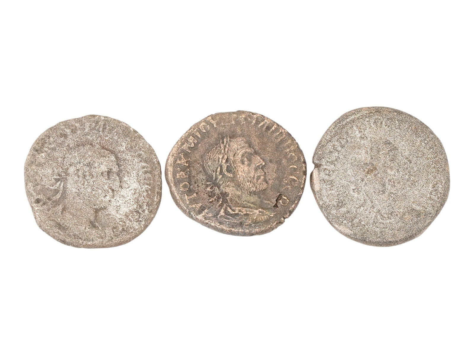 ANCIENT ROMAN SILVER AND BRONZE COINS 100 TO 300 AD (1 of 4)