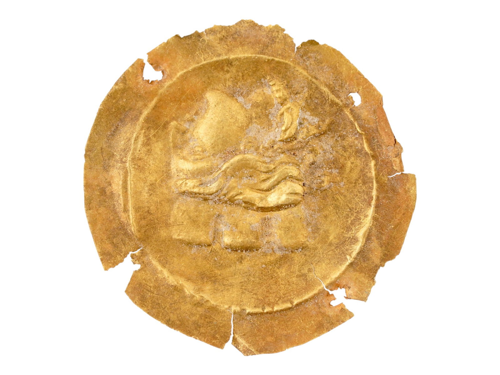 ANCIENT ROMAN GOLD PLAQUE TYCHE GODDESS 100 TO 300 AD (1 of 2)