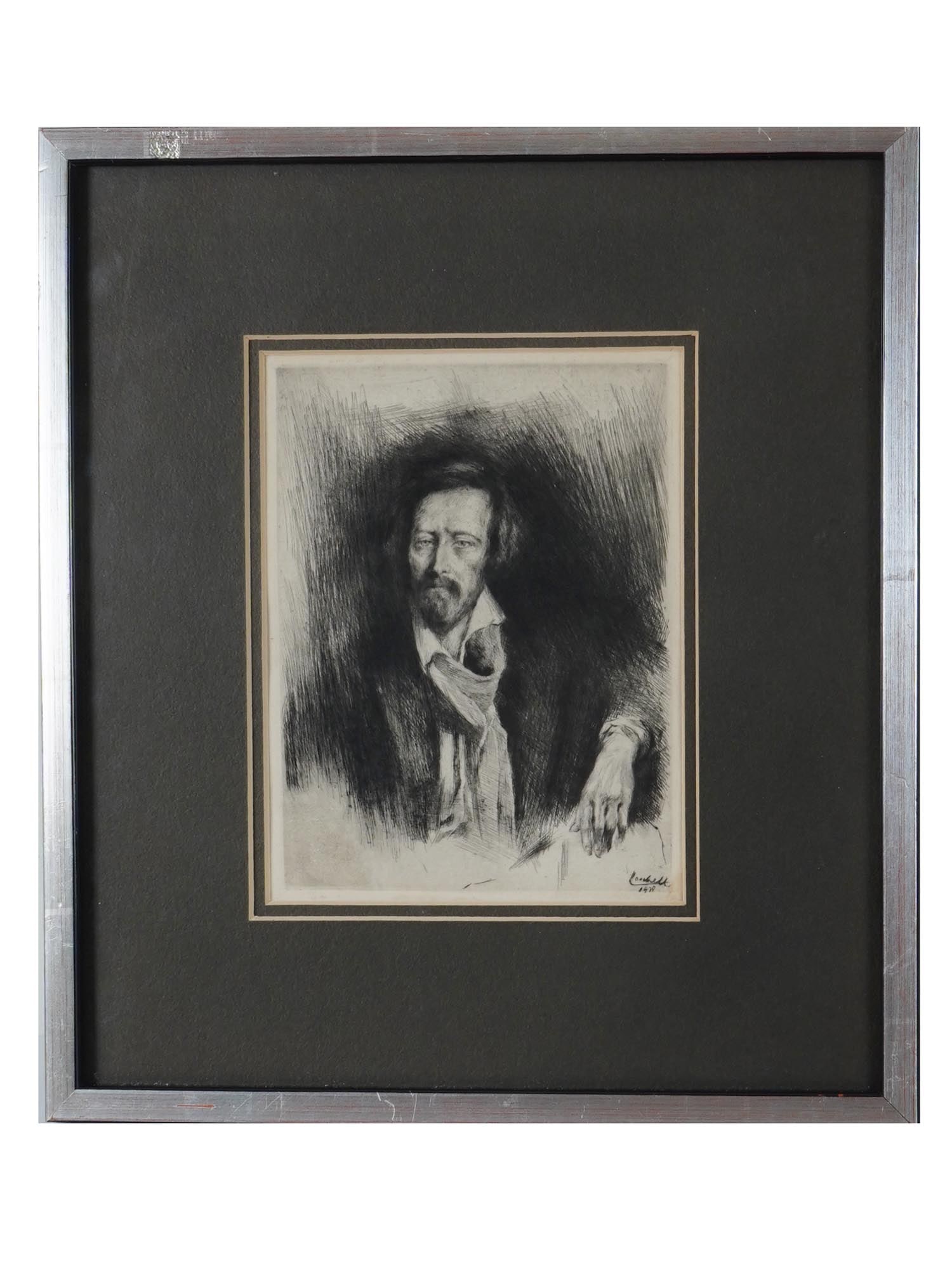 MORITZ COSCHELL AUSTRIAN MALE PORTRAIT ETCHING (1 of 4)