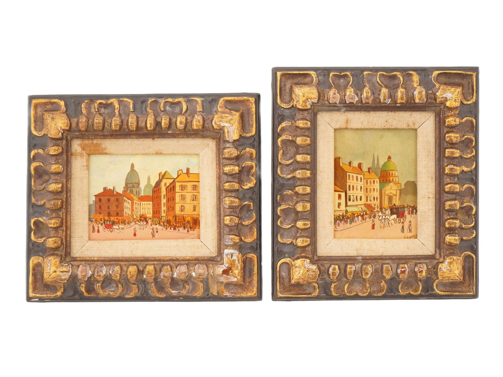 TWO VTG EUROPEAN PARISIAN PAINTINGS SIGNED BONNET (1 of 8)