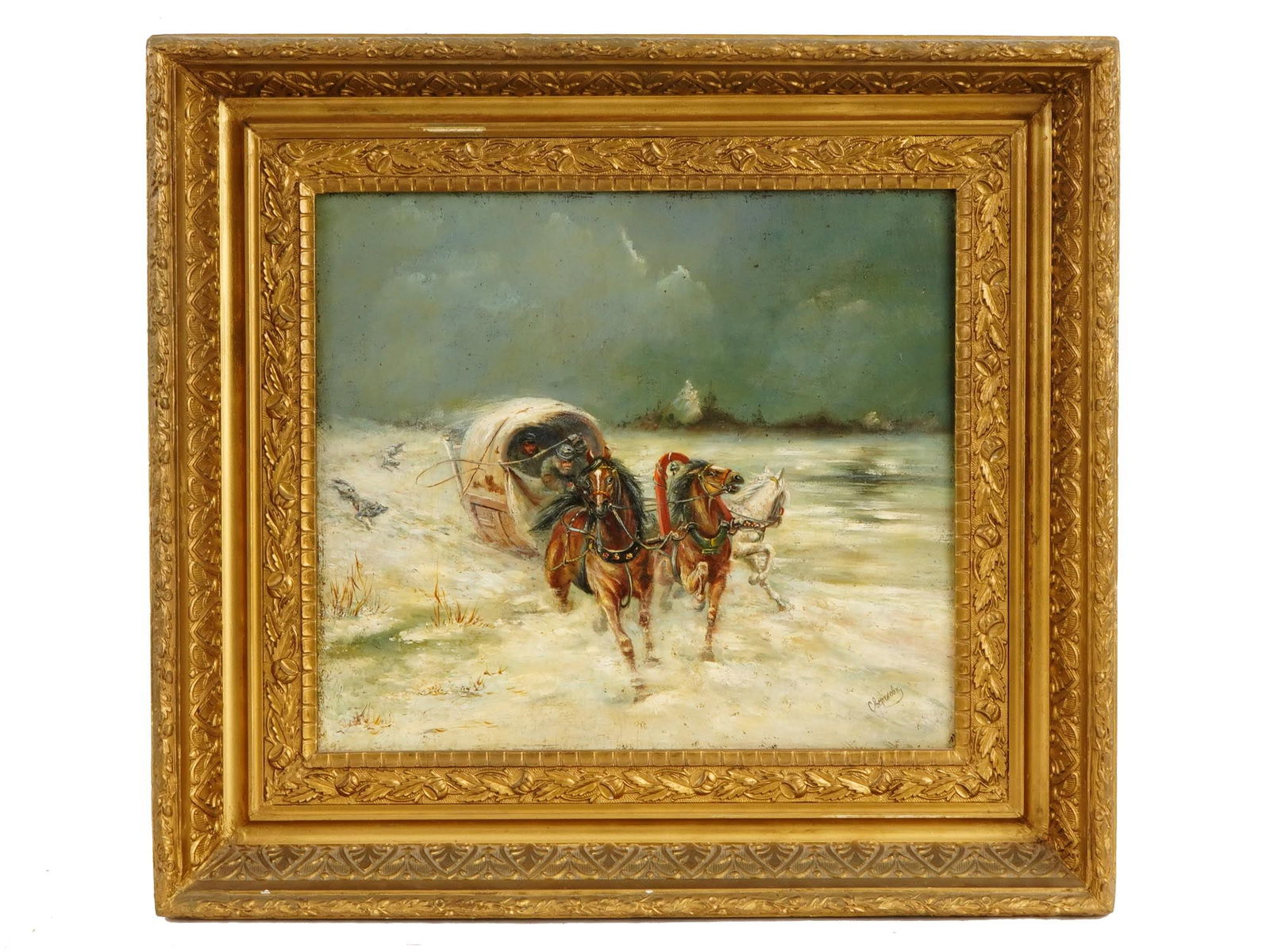 ANTIQUE RUSSIAN OIL PAINTING BY NIKOLAI SVERCHKOV (1 of 4)