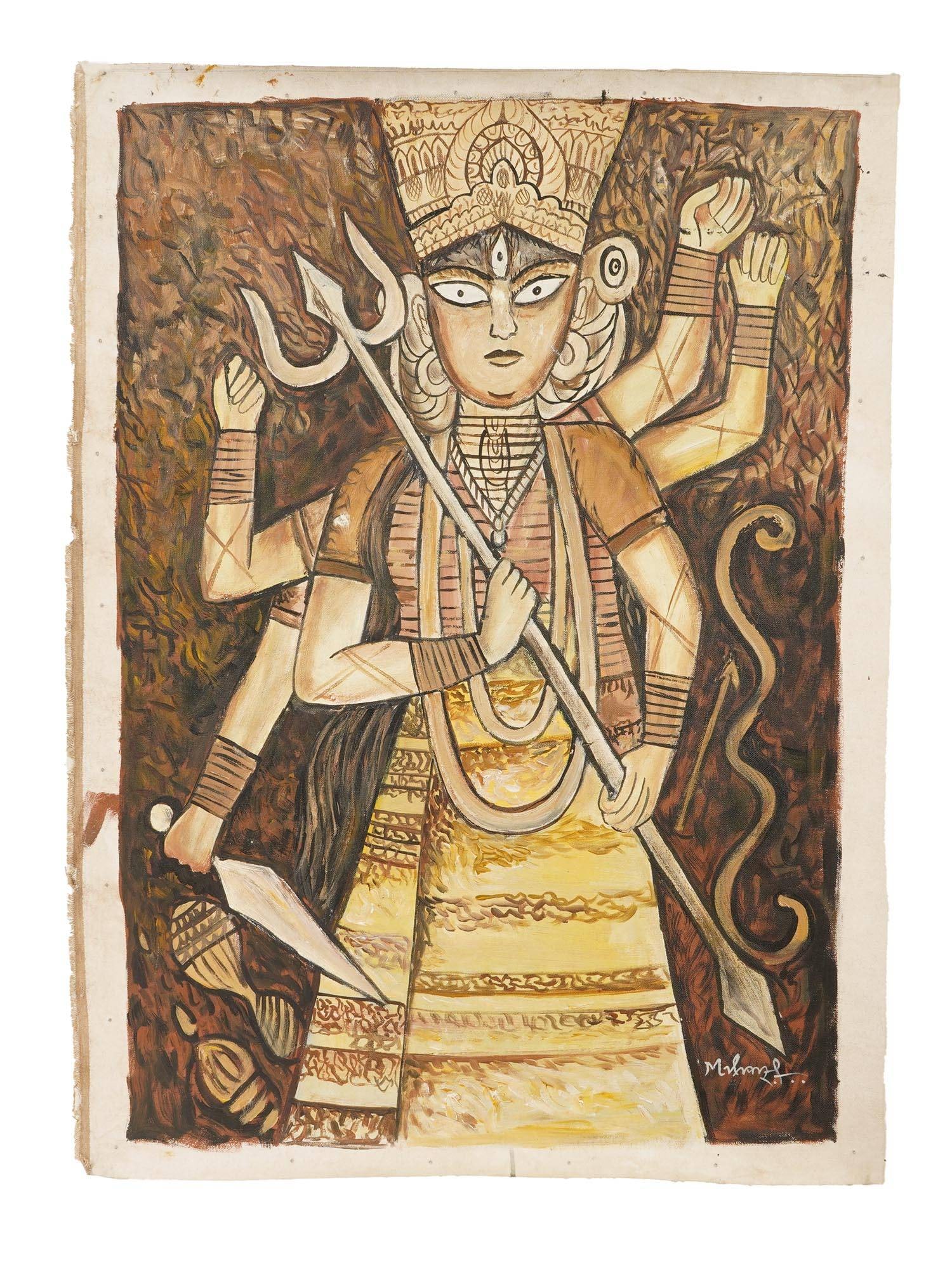 INDIAN TEMPERA PAINTING SIGNED GANESH PYNE WITH COA (1 of 5)