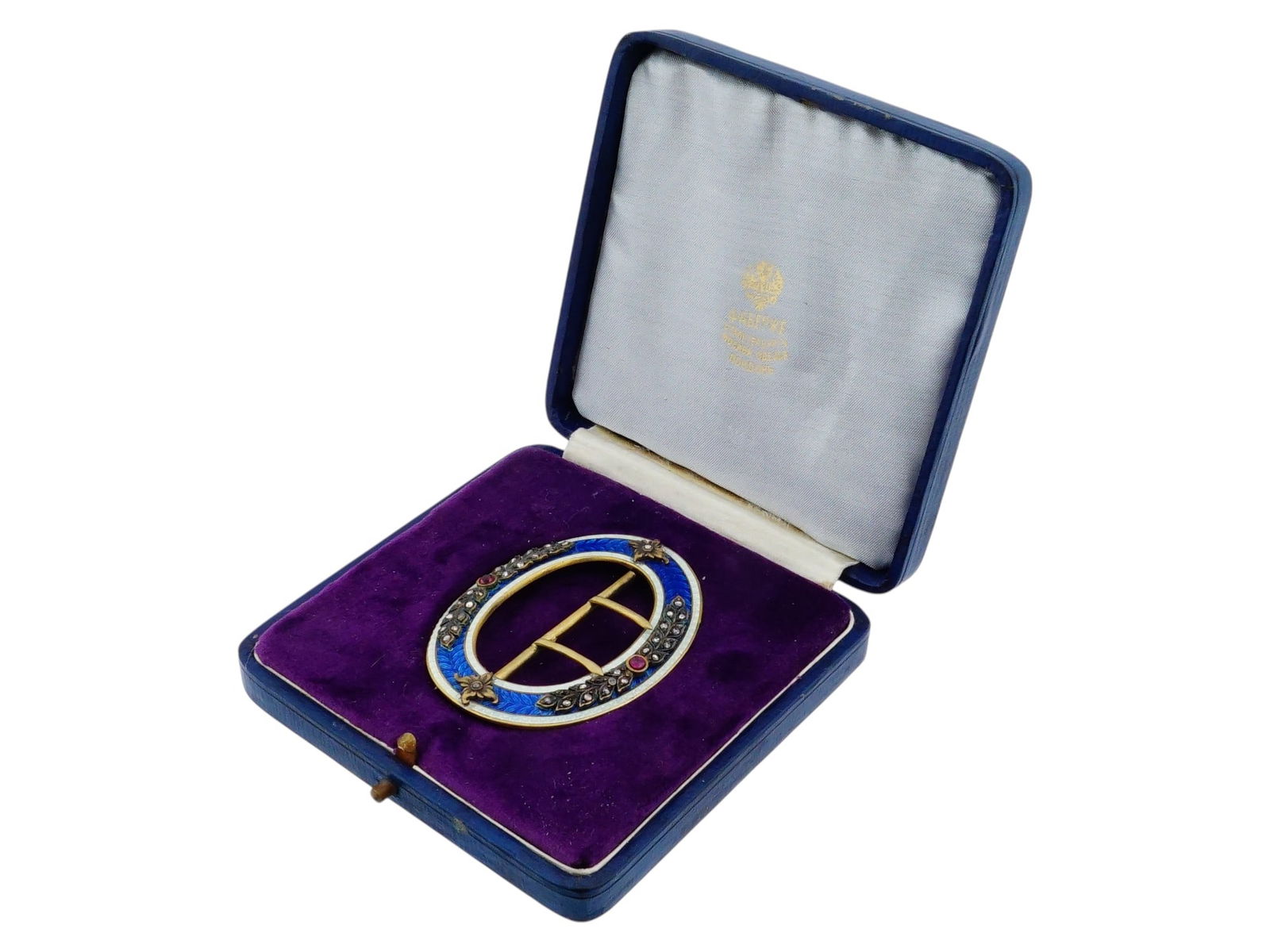 RUSSIAN SILVER AND ENAMEL BELT BUCKLE W BOX (1 of 9)