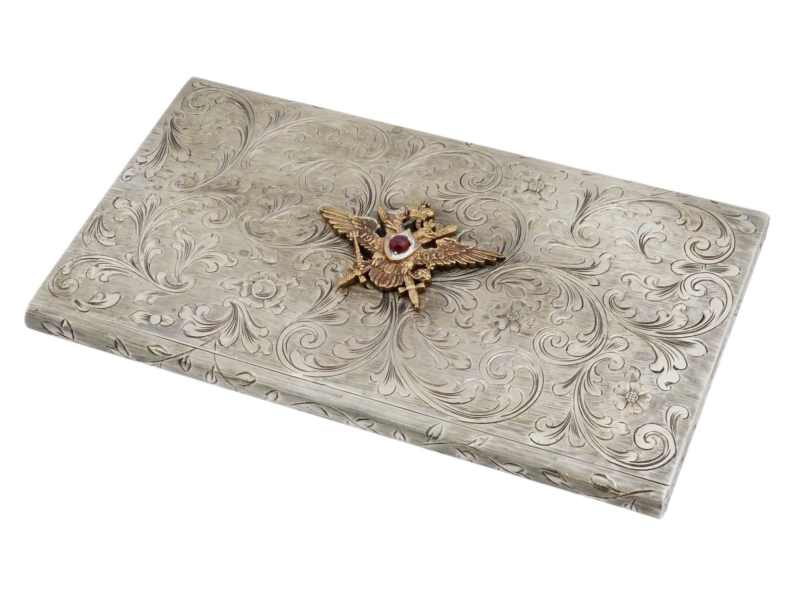 RUSSIAN SILVER CIGARETTE CASE W IMPERIAL EAGLE (1 of 11)