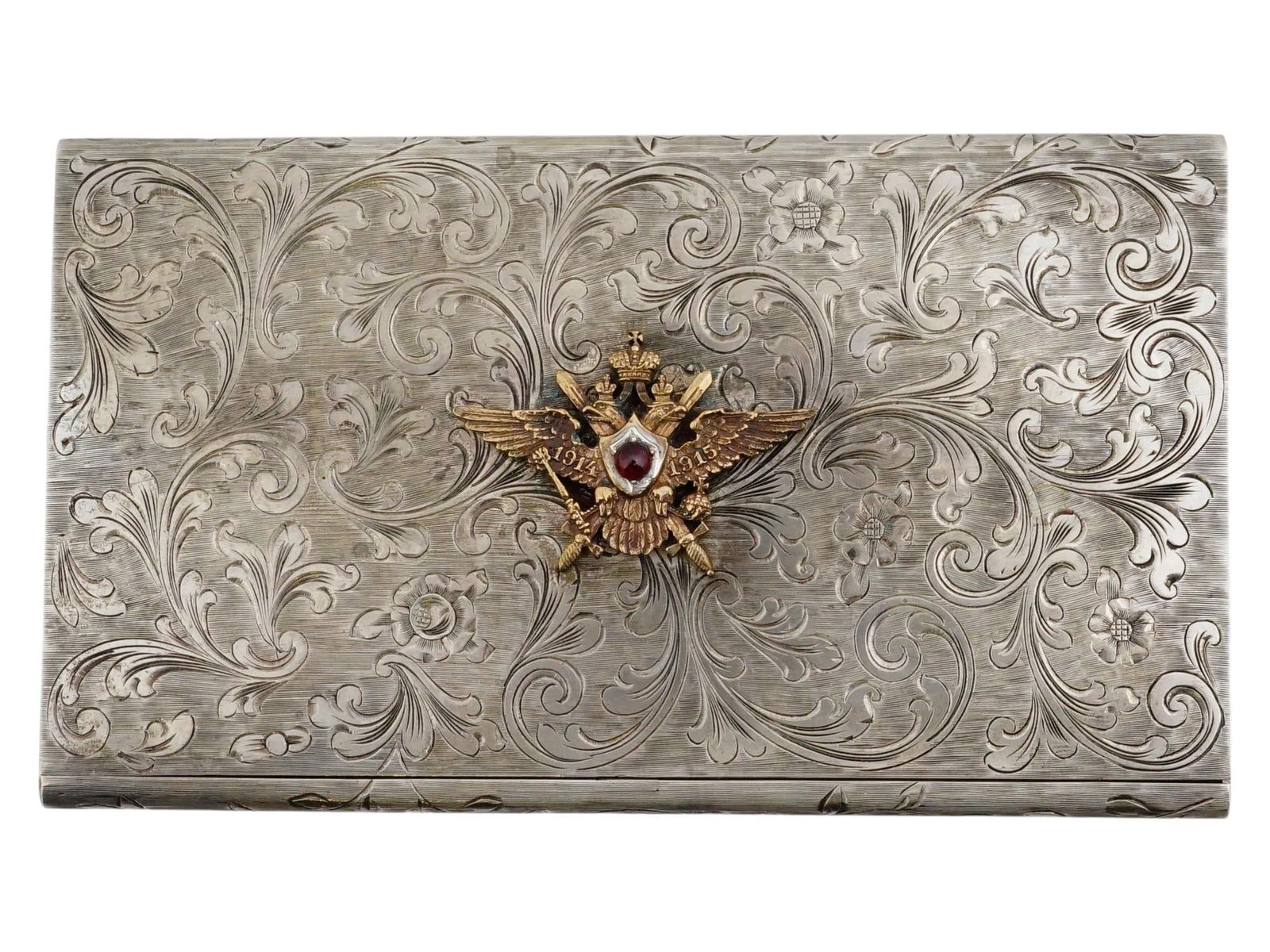 RUSSIAN SILVER CIGARETTE CASE W IMPERIAL EAGLE - 2