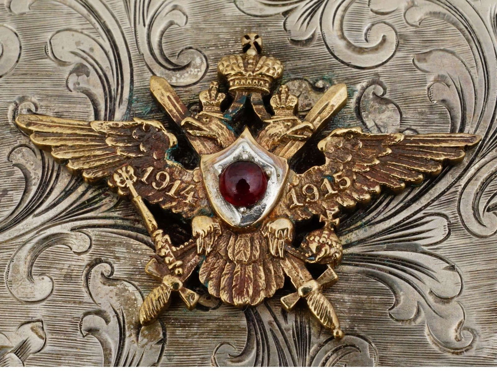 RUSSIAN SILVER CIGARETTE CASE W IMPERIAL EAGLE - 9