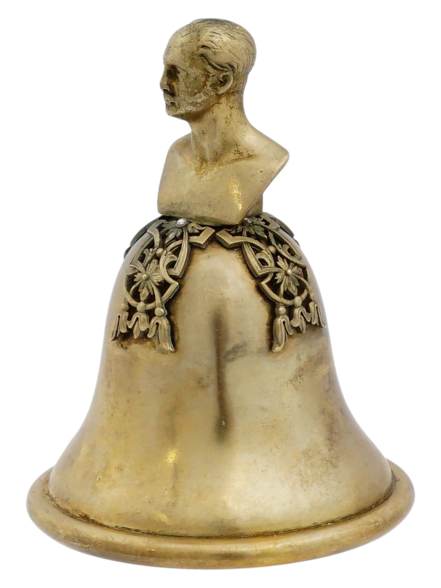 RUSSIAN SILVER FIGURAL TABLE BELL WITH A BUST HANDLE - 2