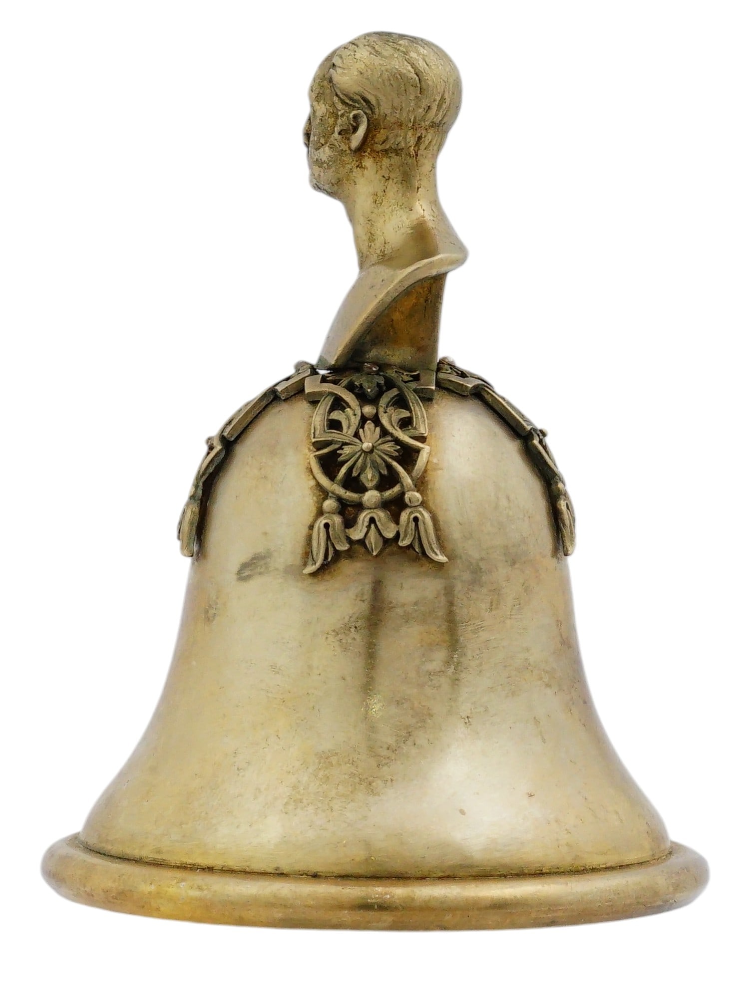 RUSSIAN SILVER FIGURAL TABLE BELL WITH A BUST HANDLE - 3