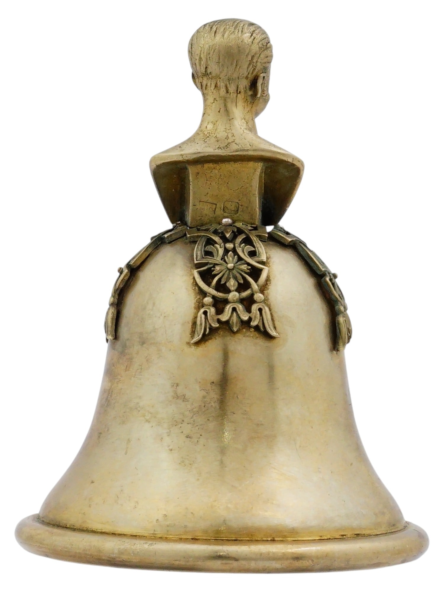 RUSSIAN SILVER FIGURAL TABLE BELL WITH A BUST HANDLE - 4