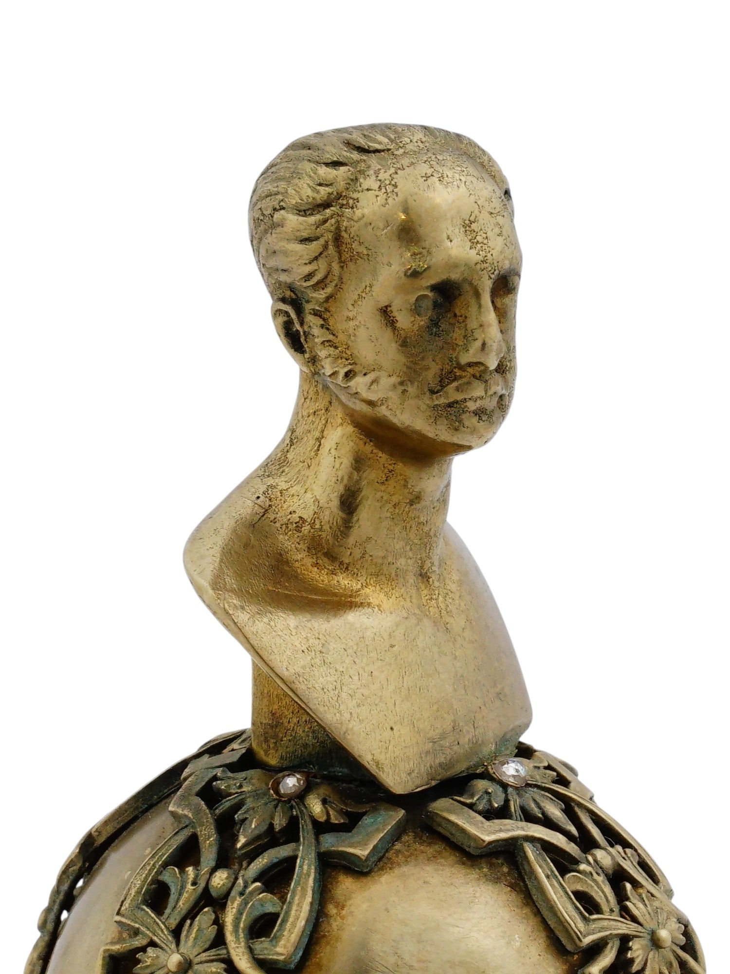 RUSSIAN SILVER FIGURAL TABLE BELL WITH A BUST HANDLE - 9