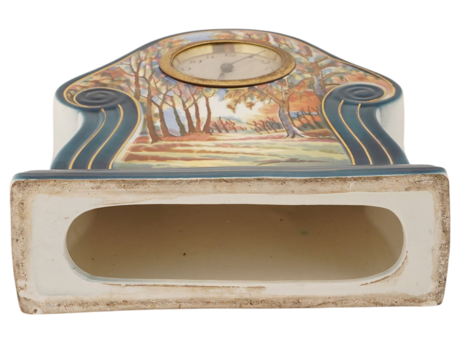 VINTAGE GERMAN HAND PAINTED CERAMIC TABLE CLOCK - 6