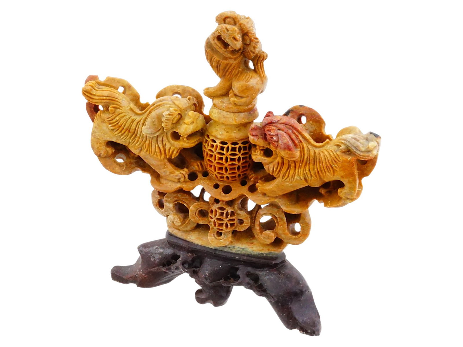 VINTAGE CHINESE CARVED SOAPSTONE INCENSE BURNER (1 of 10)