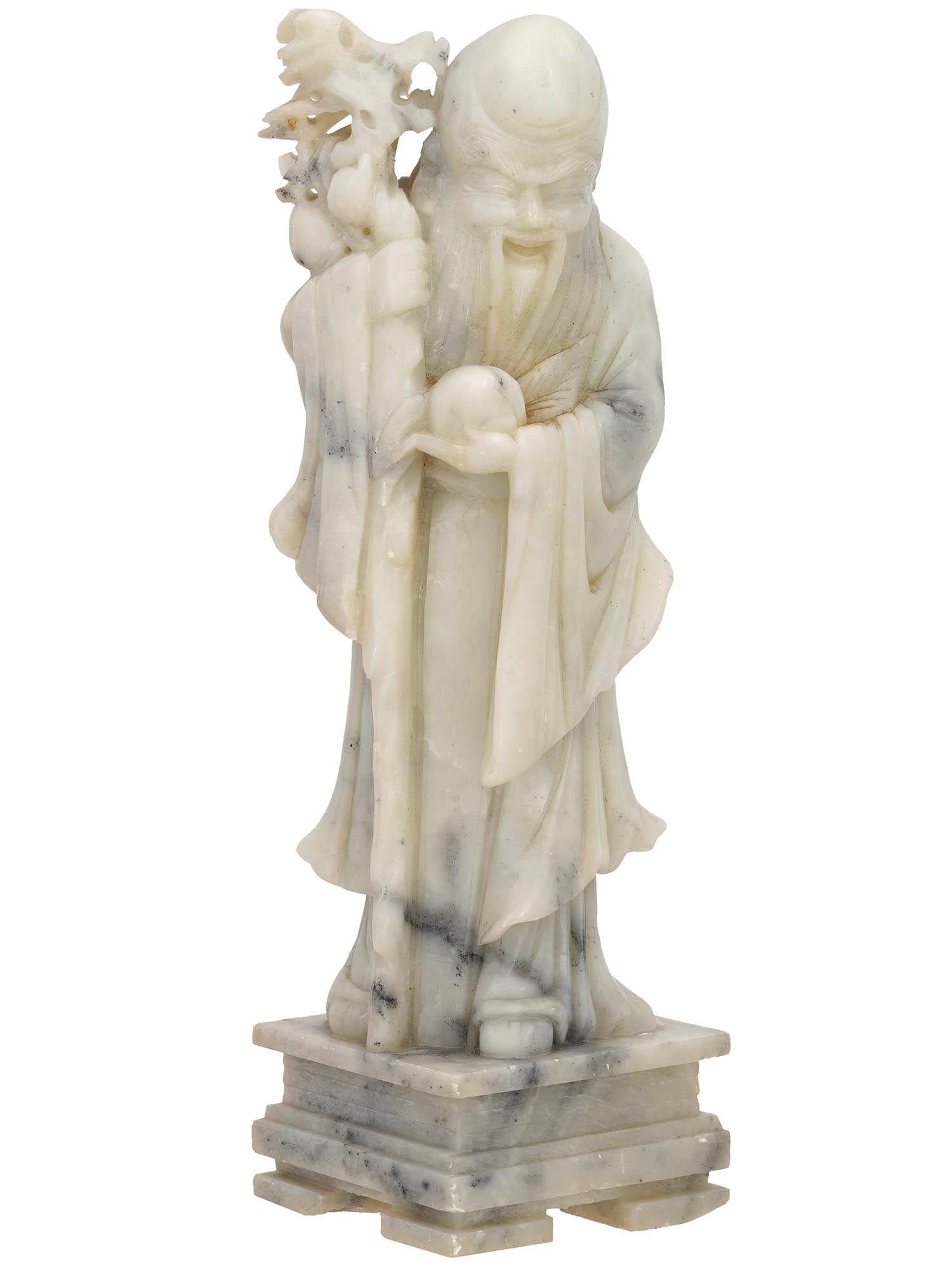 CHINESE CARVED SOAPSTONE SCULPTURE OF SHOUXING (1 of 5)