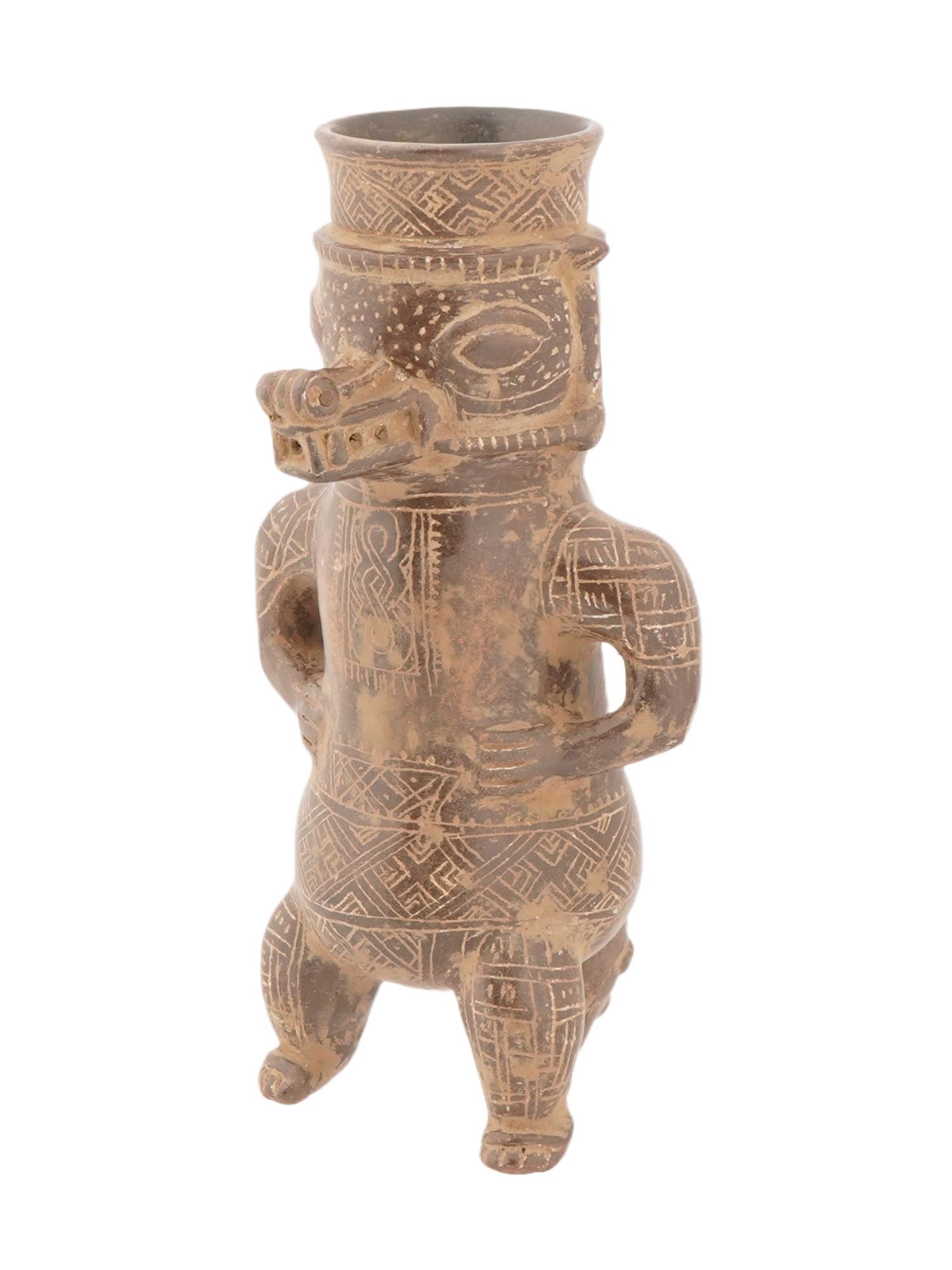 PRE COLUMBIAN MESOAMERICAN CERAMIC URN OR EFFIGY VESSEL (1 of 8)