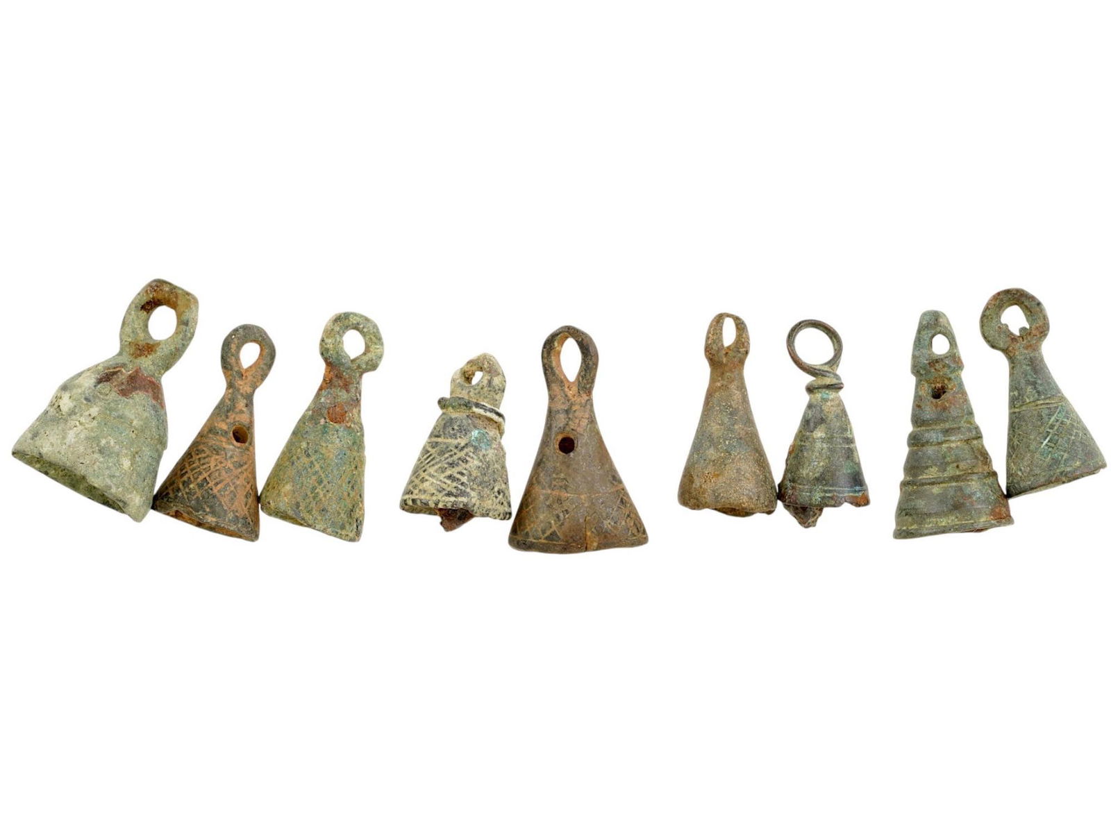 GROUP OF NINE ANCIENT ROMAN BRONZE BELLS 100 TO 300 AD (1 of 5)