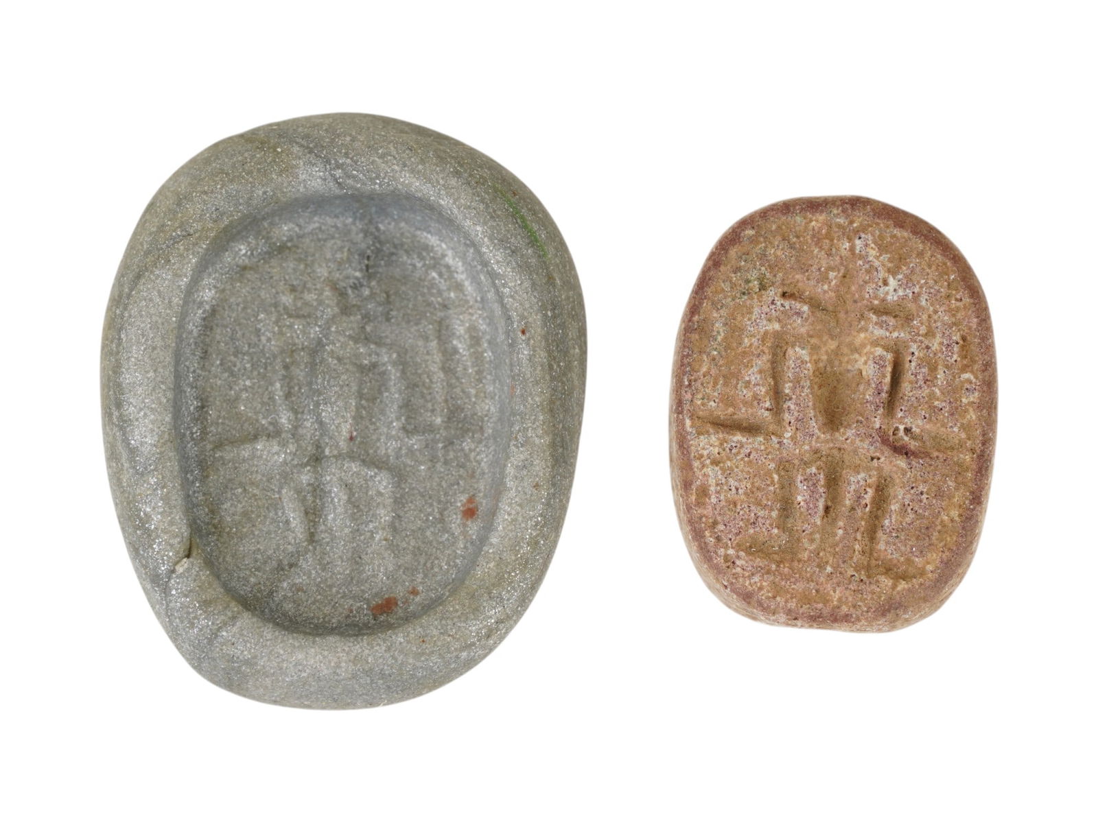 ANCIENT LATE PERIOD EGYPTIAN STEATITE SCARAB WITH IMAGE (1 of 6)