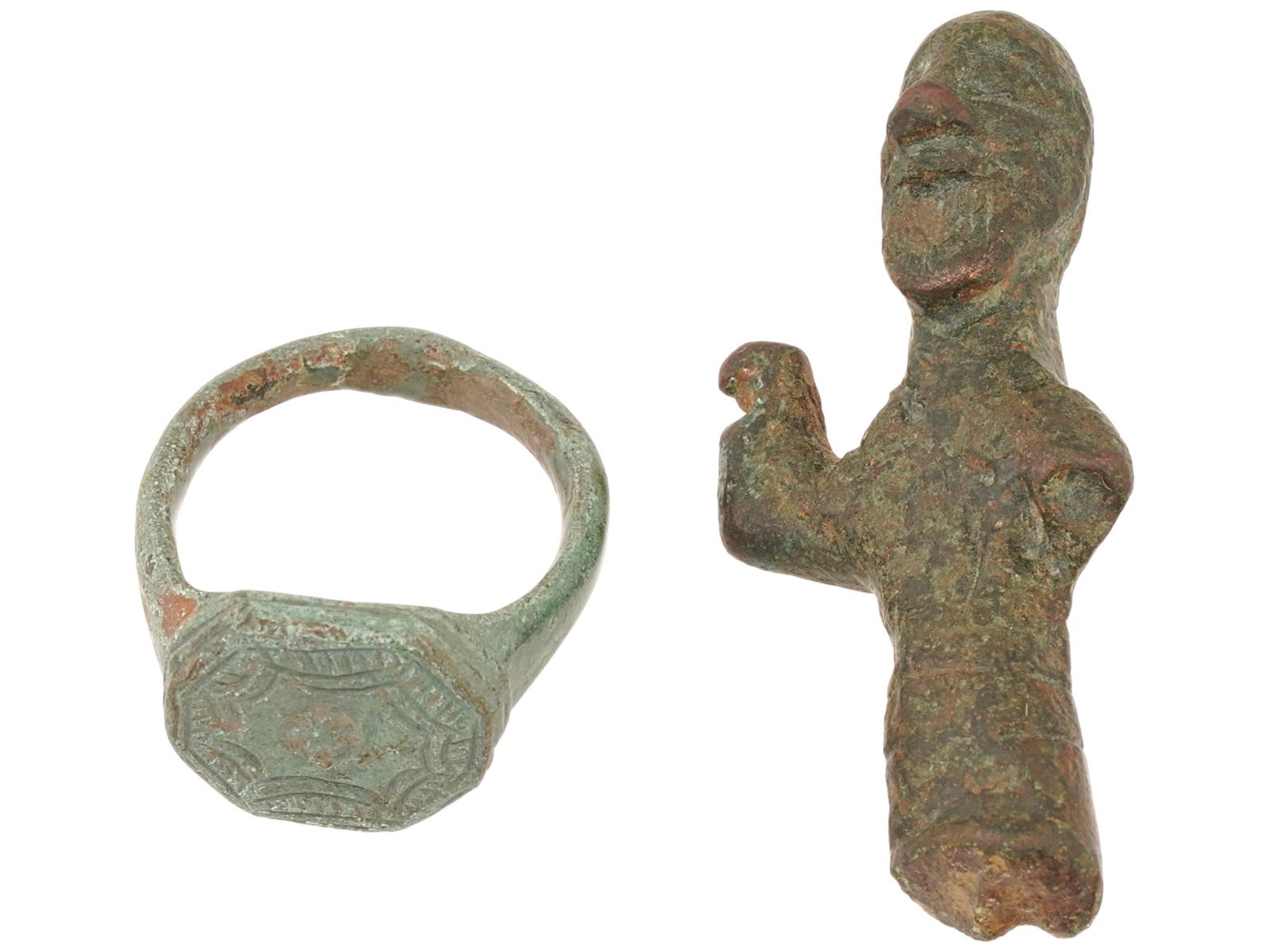 LOT OF HOLY LAND GLADIATOR STATUE AND ROMAN RING (1 of 9)