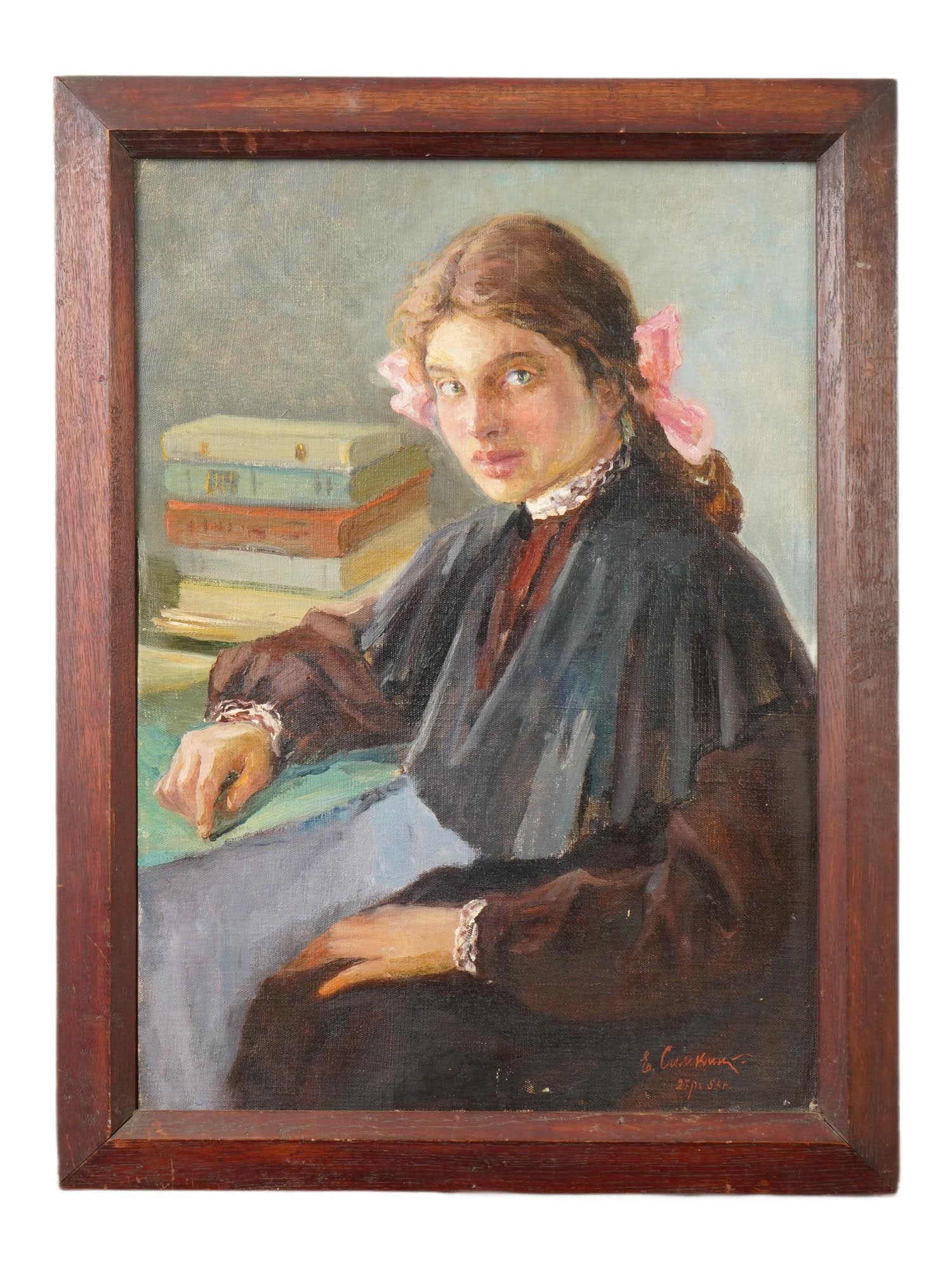 RUSSIAN FEMALE PORTRAIT OIL PAINTING BY EFIM SIMKIN (1 of 4)