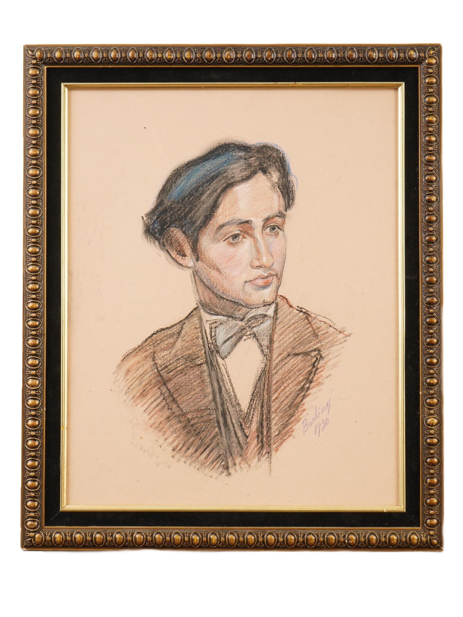 1930 PORTRAIT PASTEL PAINTING SIGNED DAVID BURLIUK (1 of 4)