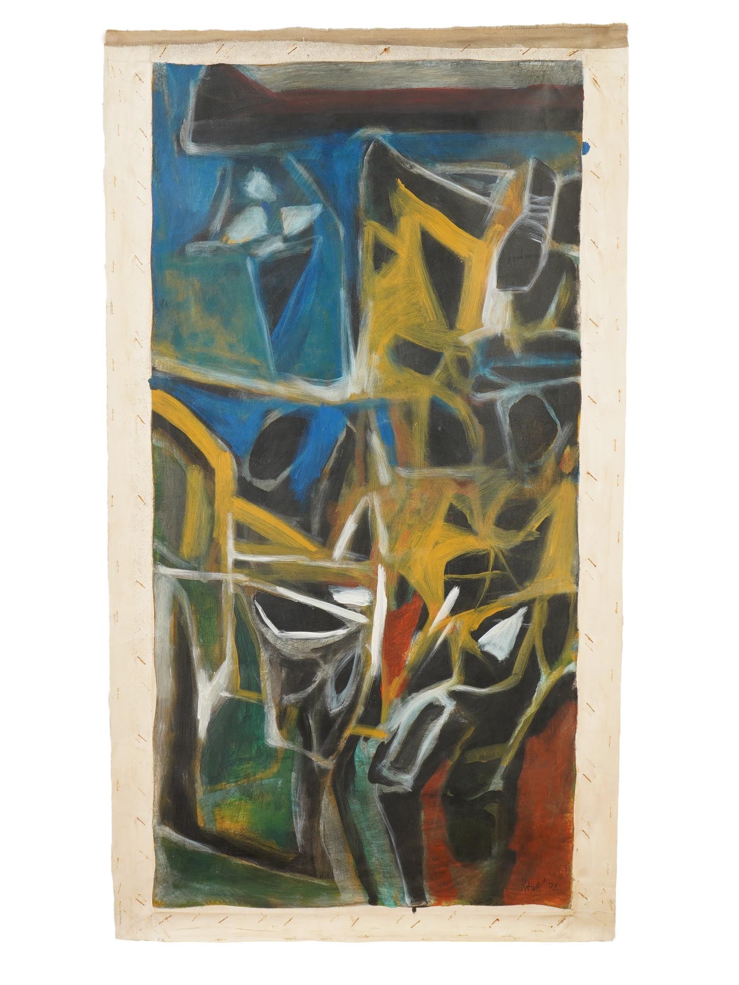 INDIAN ACRYLIC PAINTING SIGNED SAYED HAIDER RAZA (1 of 5)