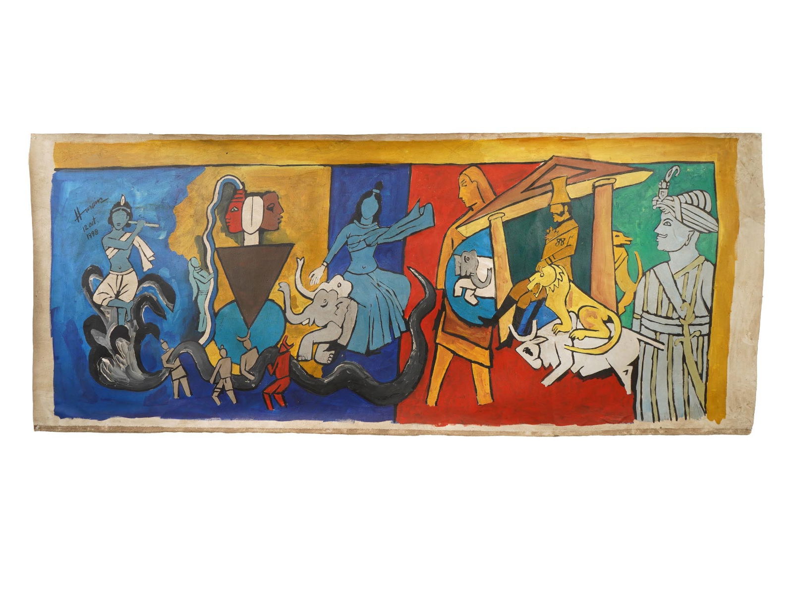 ACRYLIC PAINTING SIGNED MAQBOOL FIDA HUSAIN W COA (1 of 6)