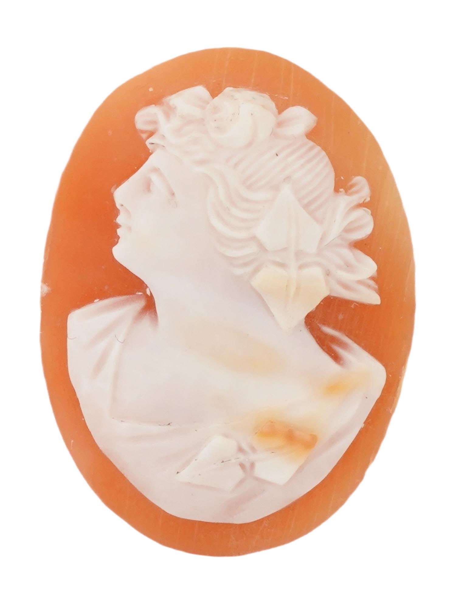 ANTIQUE CARNELIAN AND SHELL WOMAN PORTRAIT CAMEO (1 of 4)