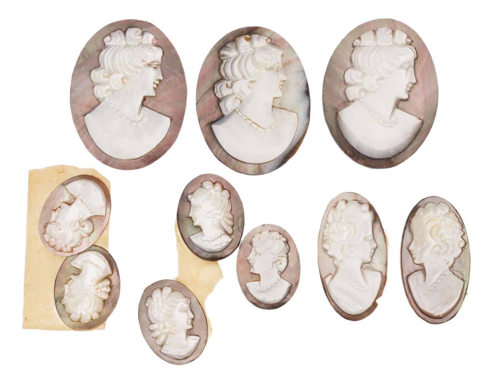 COLLECTION OF ANTIQUE HAND CARVED SHELL CAMEOS (1 of 5)