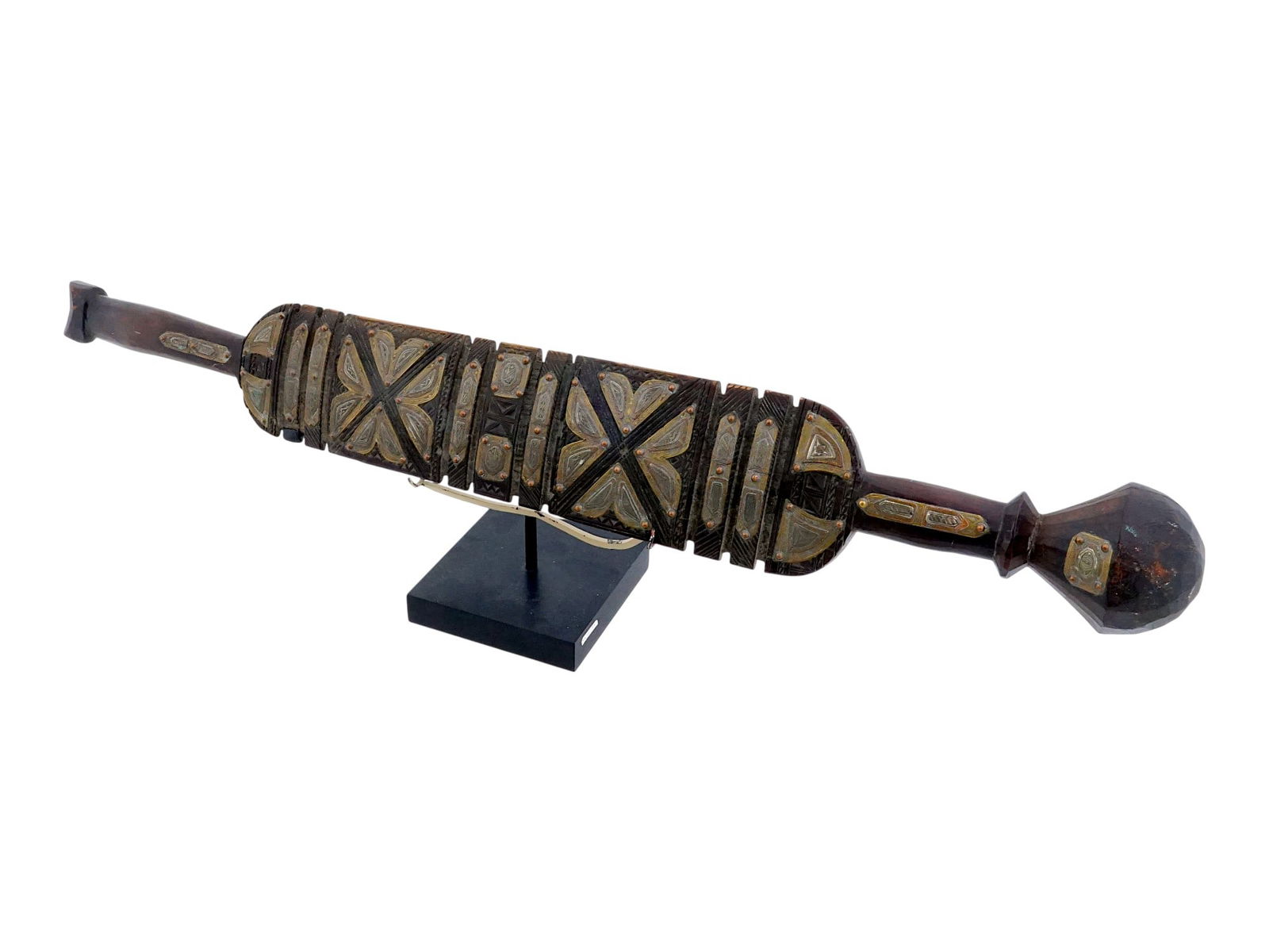 ANTIQUE AFRICAN TUAREG WOODEN TENT POLE WITH INLAY (1 of 16)