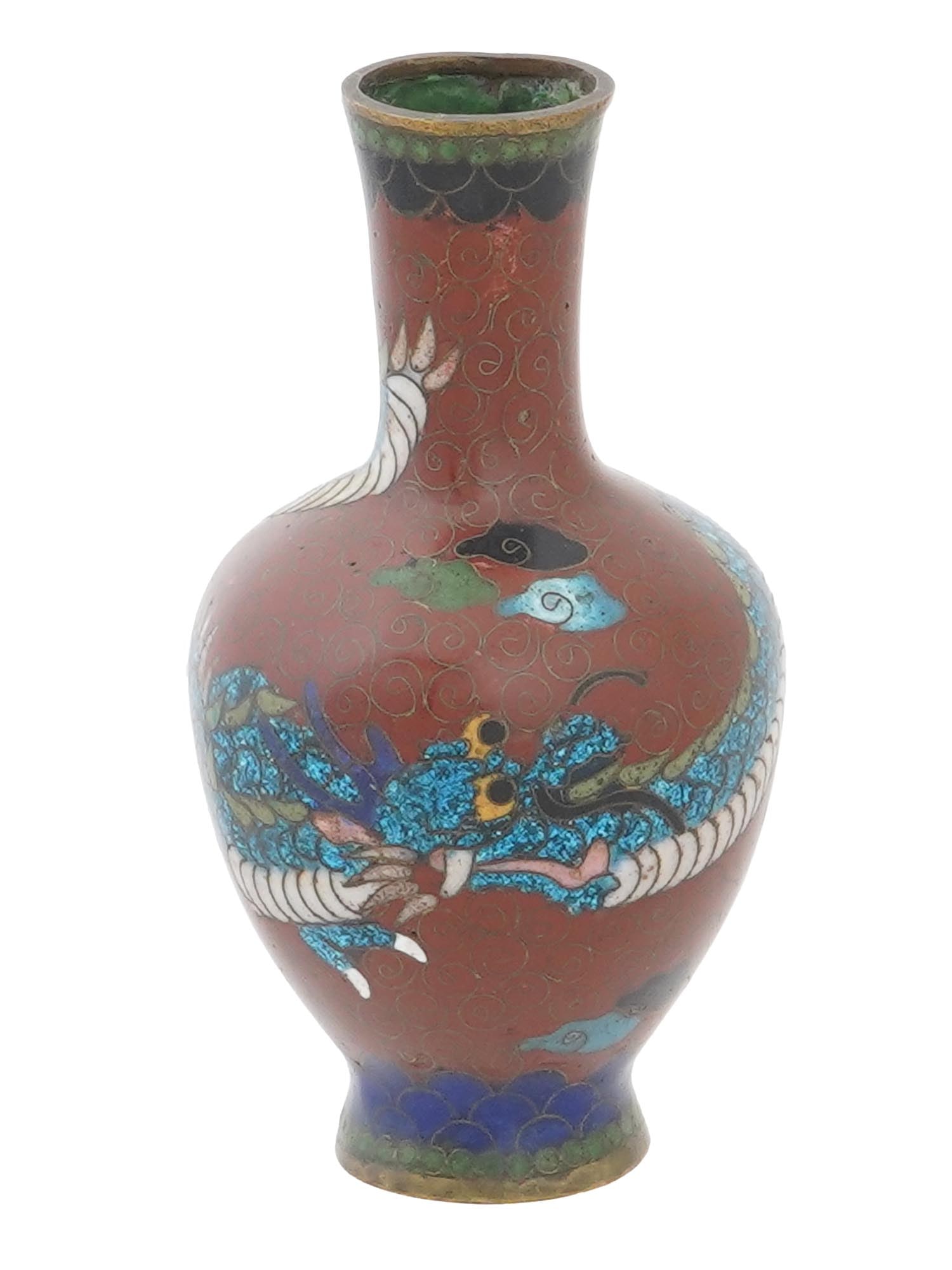 19TH CENTURY JAPANESE DRAGON CLOISONNE ENAMEL VASE (1 of 7)