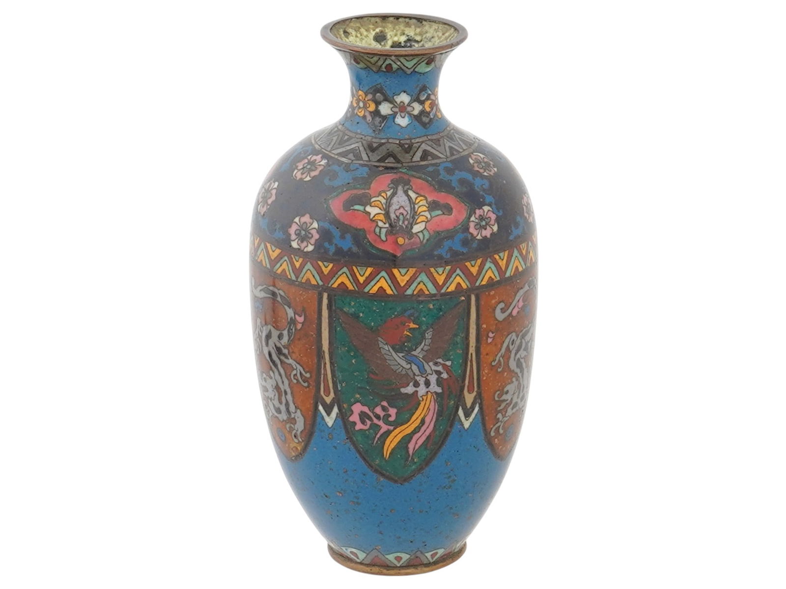 CHINESE POLYCHROME CLOISONNE ENAMEL GOLDSTONE VASE (1 of 8)