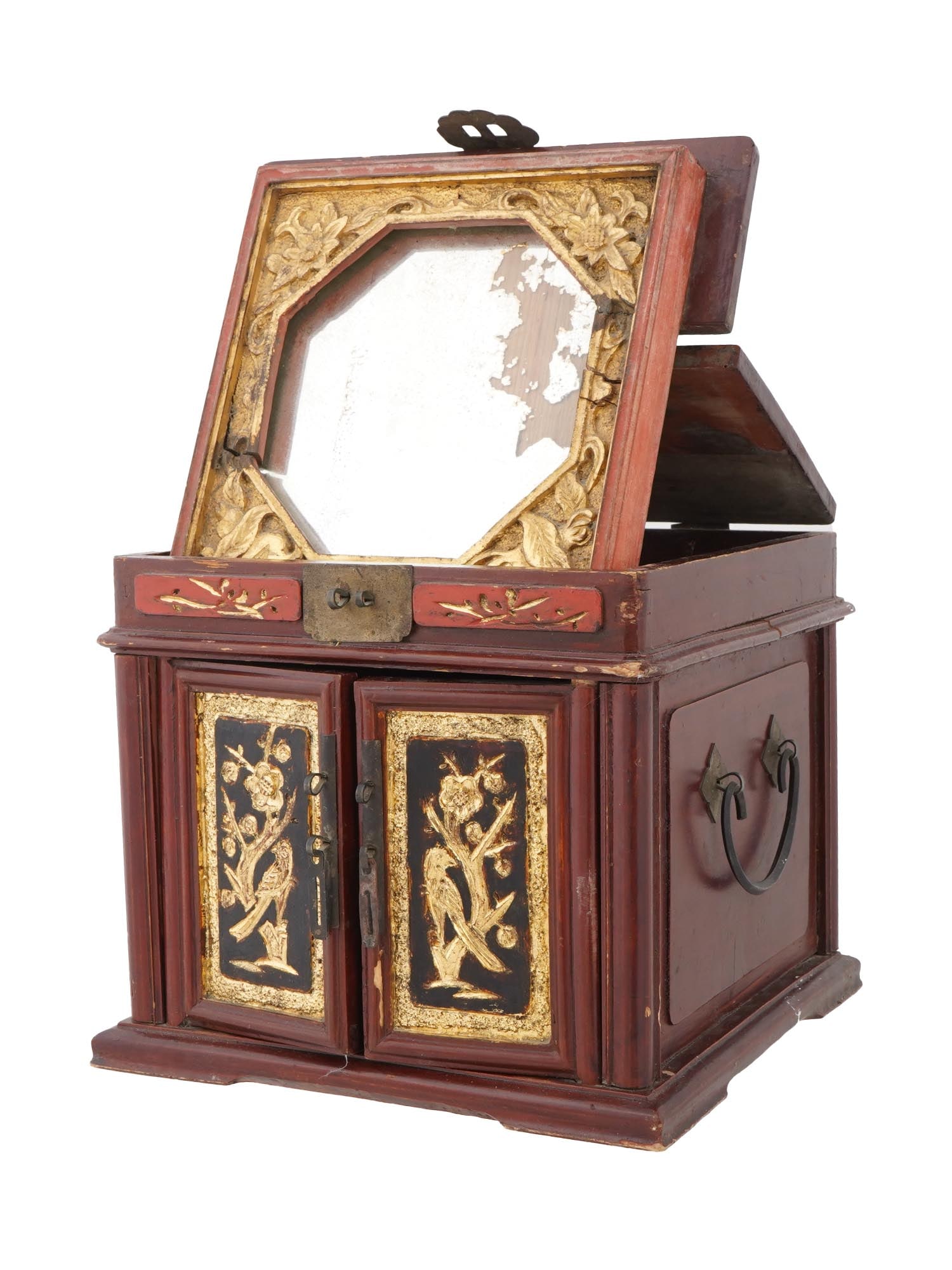 VINTAGE CHINESE CARVED WOODEN MAKEUP BOX (1 of 11)