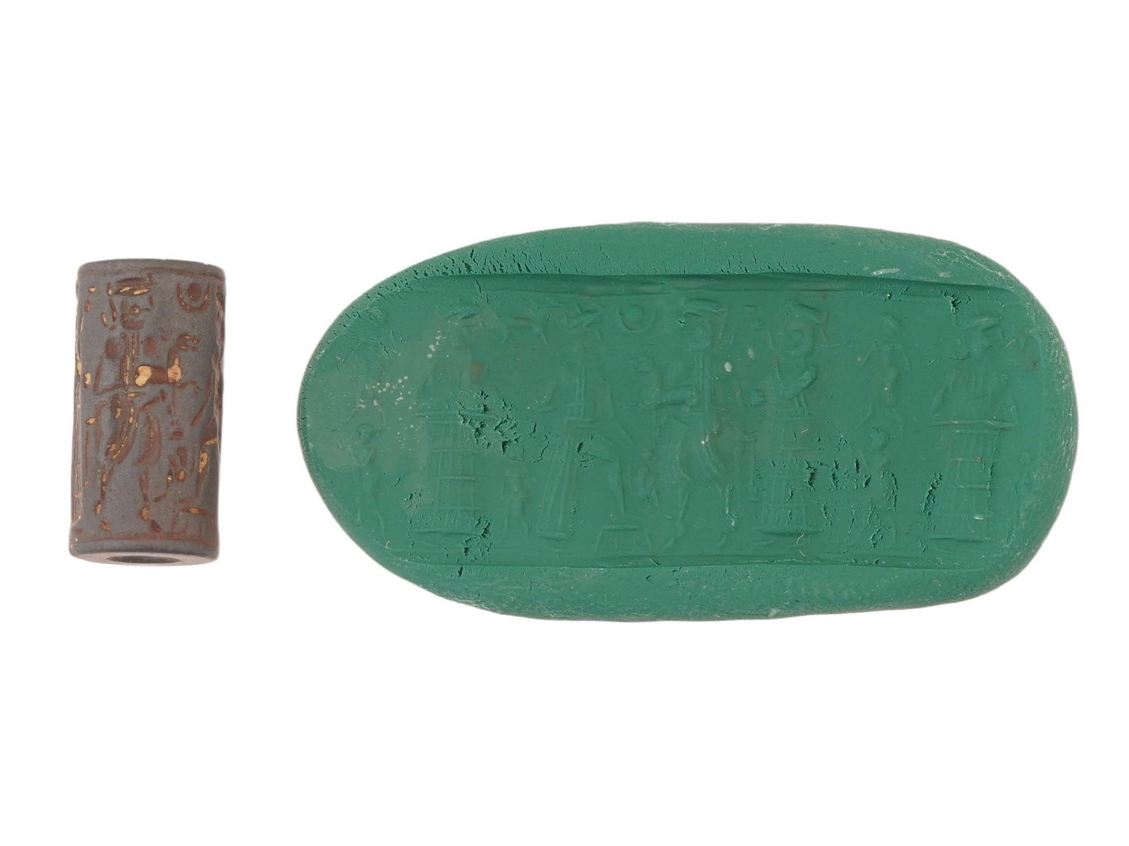 ANCIENT NEAR EASTERN CARVED HEMATITE BEAD CYLINDER SEAL (1 of 7)