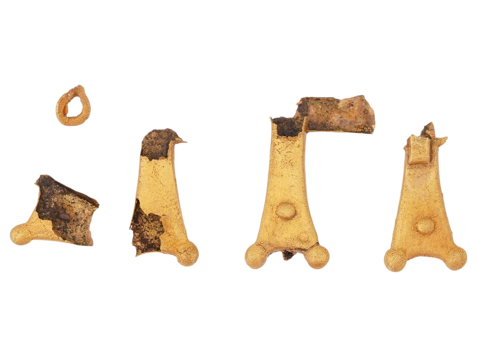 GROUP OF ANCIENT BYZANTINE 18K GOLD CROSS FRAGMENTS (1 of 3)