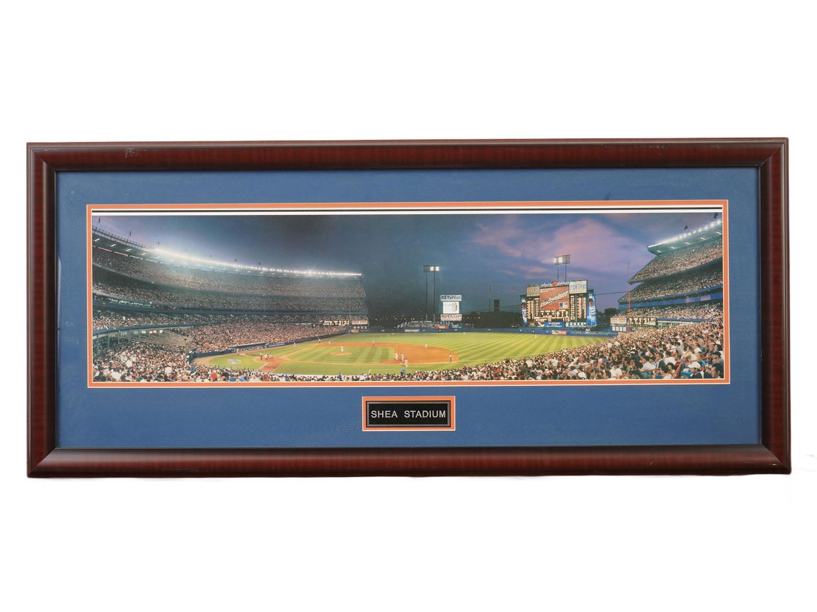 OFFSET LITHOGRAPH SHEA STADIUM 1998 SUBWAY SERIES: An offset lithograph capturing a historic moment at Shea Stadium during the 1998 Subway Series between the New York Mets and the New York Yankees. Photographed by renowned panoramic sports