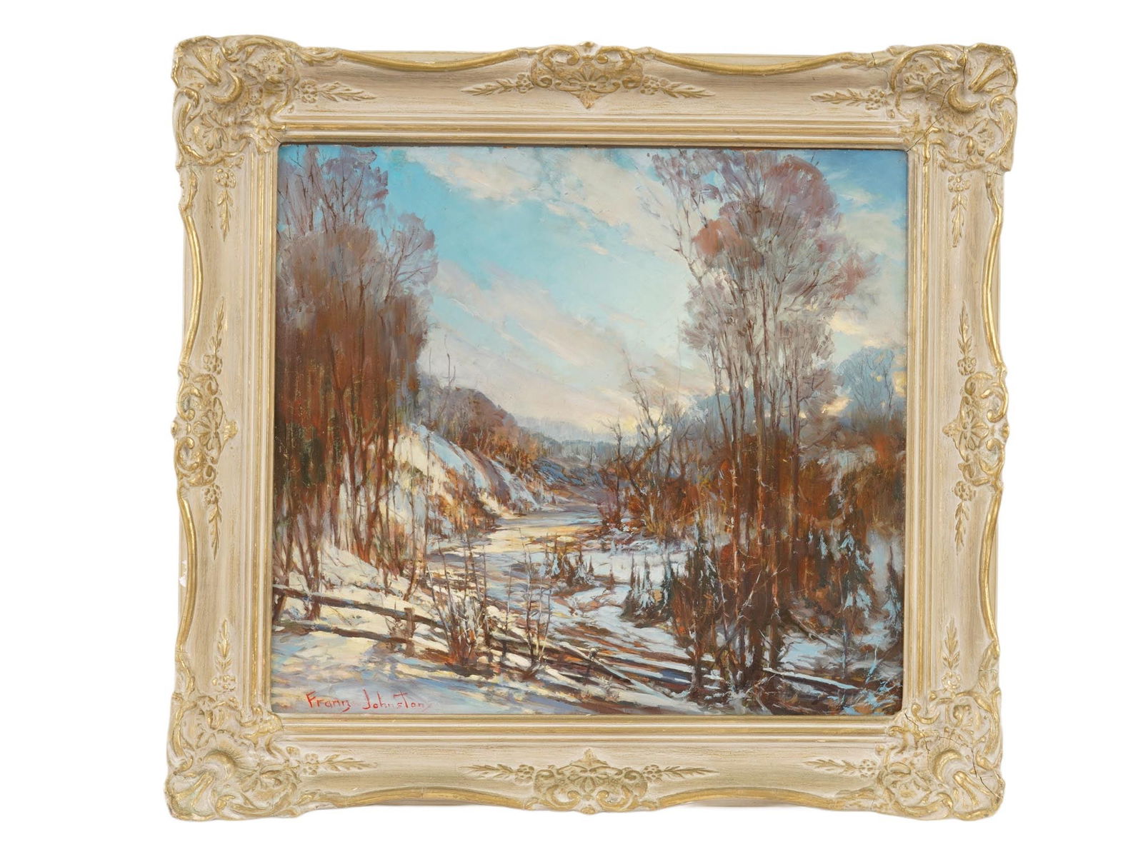 WINTER LANDSCAPE OIL PAINTING FRAMED (1 of 8)